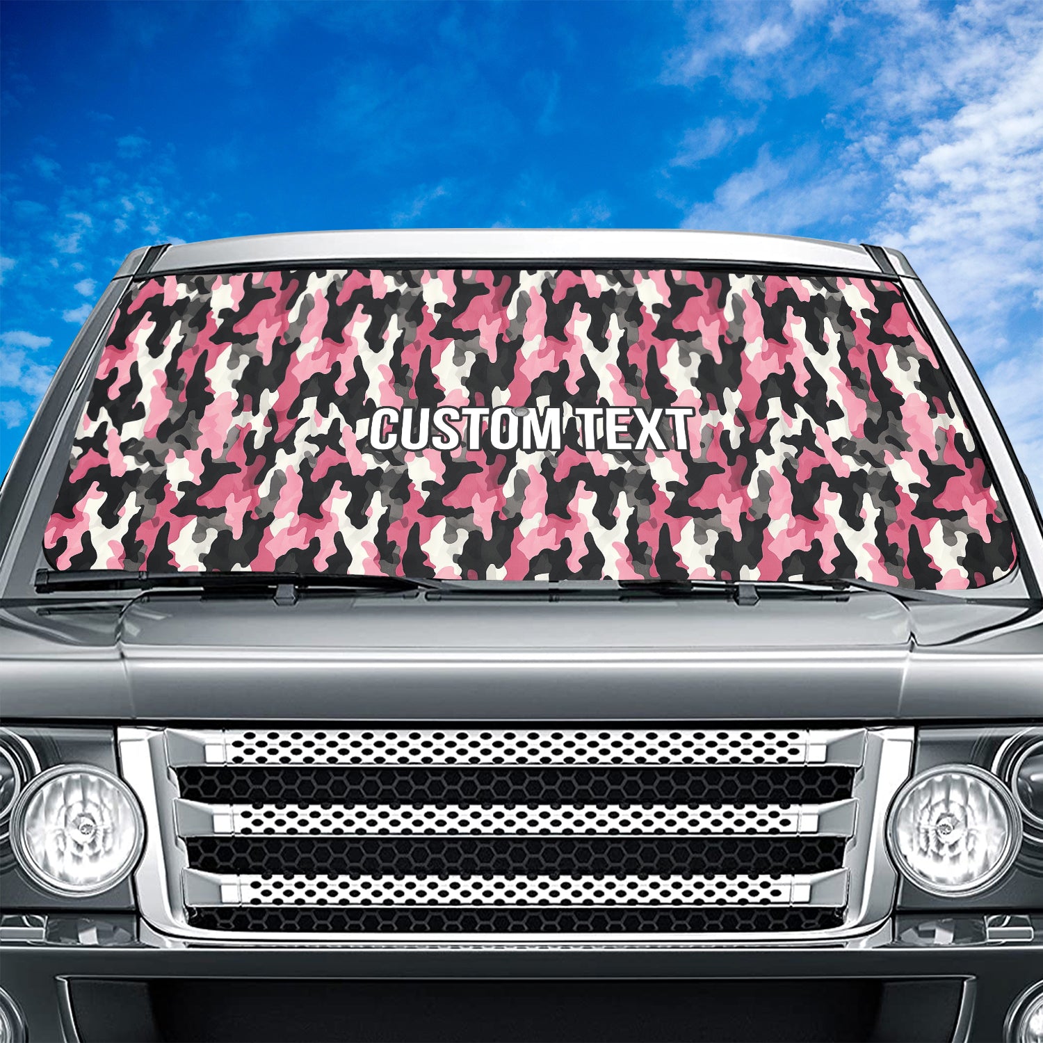 Personalized Custom Camo Car Windshield Sunshade, Pink Camouflage, Fit with all car, UV Rays and Heat Sun Visor Protector Foldable Sun Shade Umbrella, Camo 08 - Delicate Leather