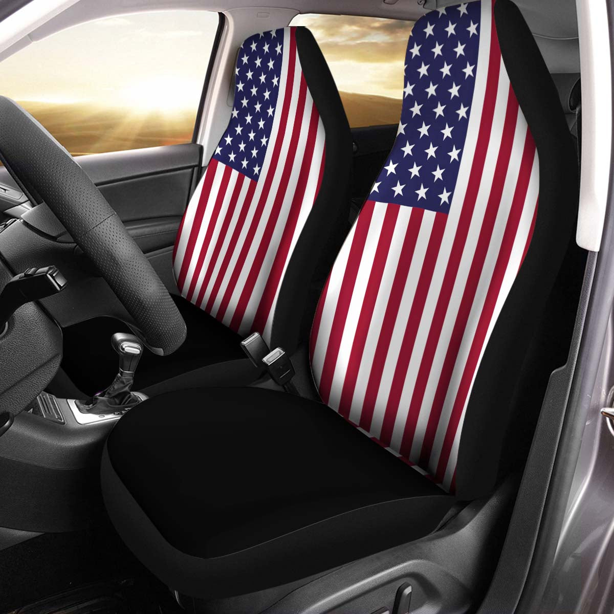 American Freedom Flag Car Seat Cover – Patriotic Style Interior Seat Protector, American Flag Car Seat Cover, Gift 03 - Delicate Leather