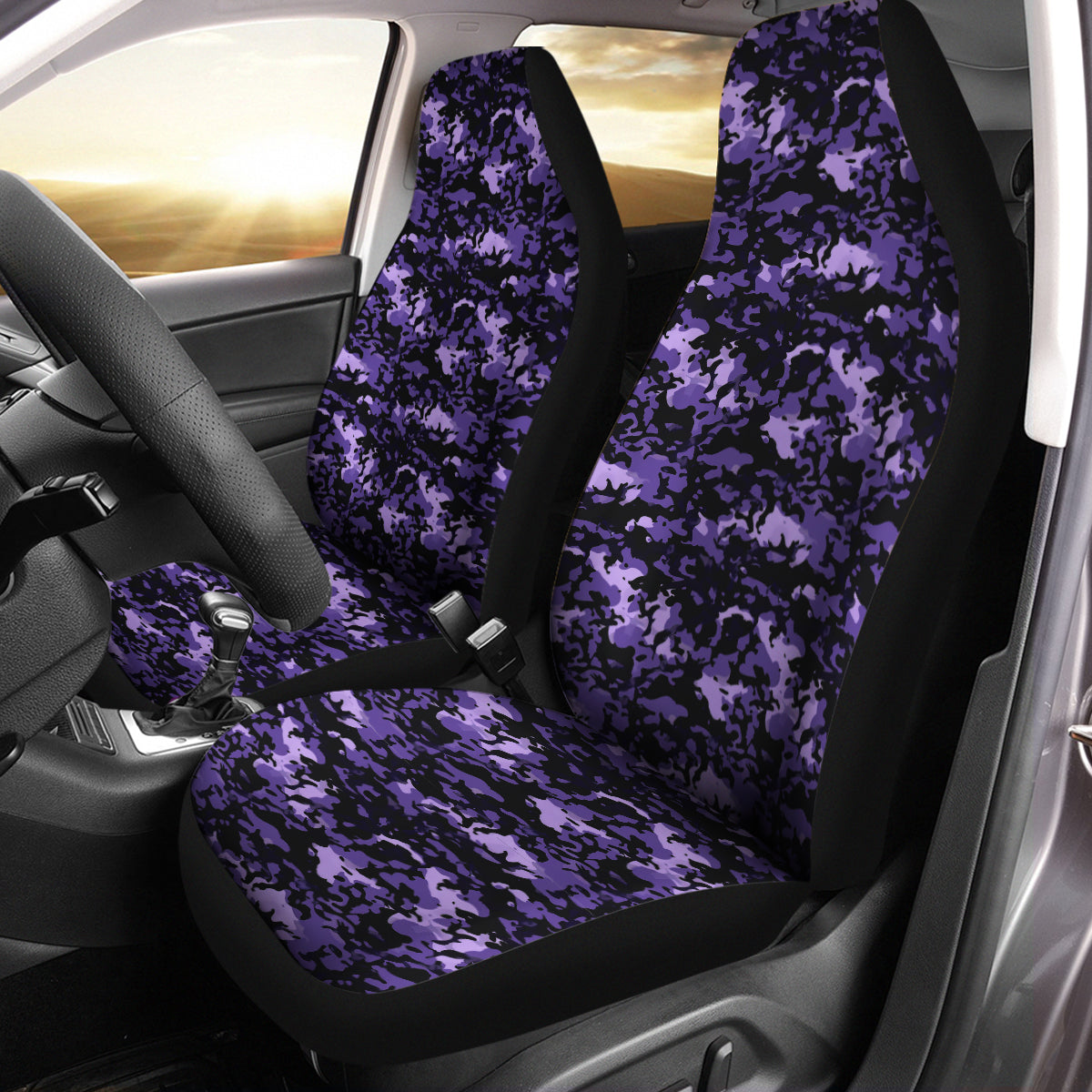 Camo Car Seat Covers Camouflage Set of 2 Seat Protectors Universal Fit For Car SUV Bucket Seats, Camo 0105 - Delicate Leather