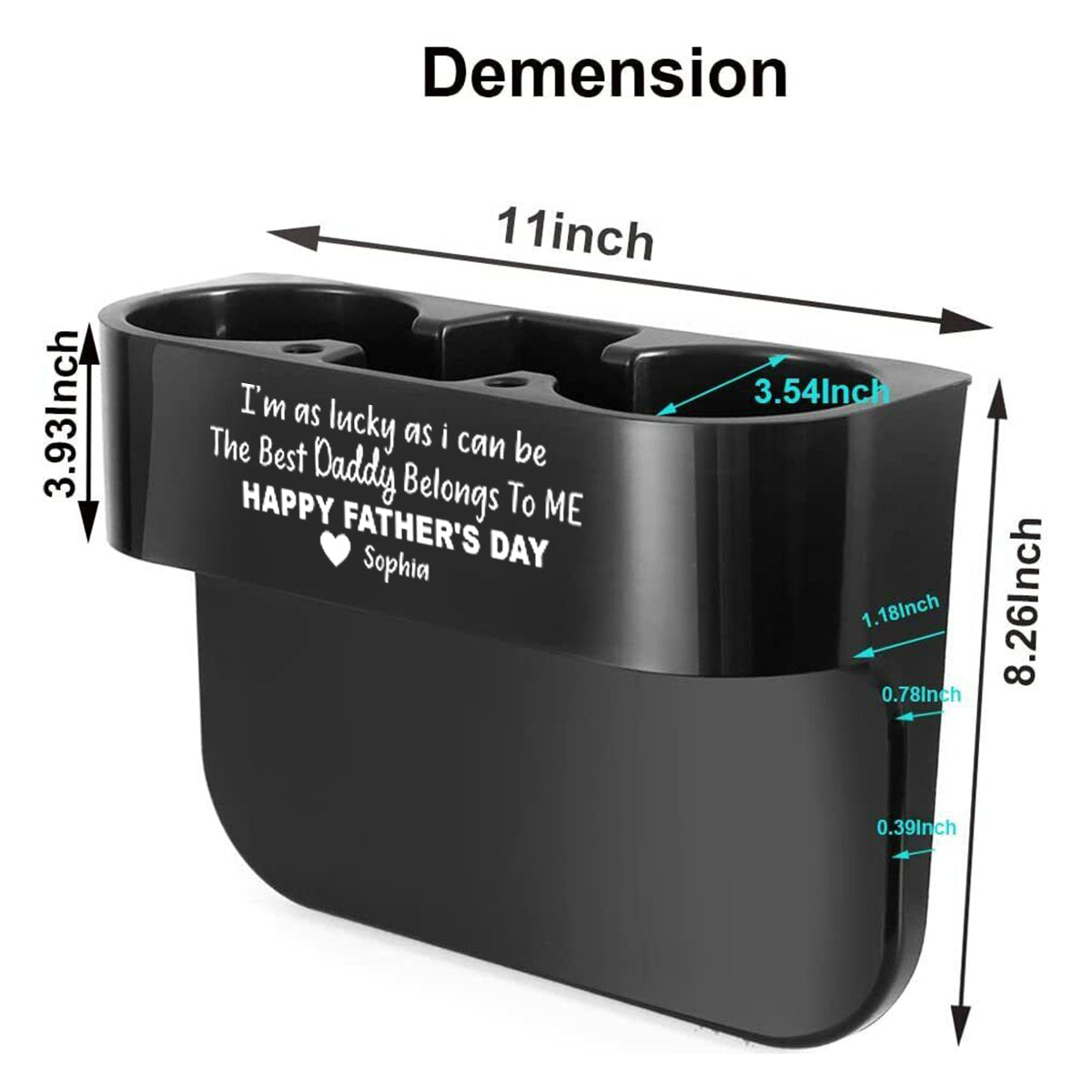 Personalized Cup Holder Portable Multifunction Vehicle Seat Cup Cell Phone Drinks Holder Box Car Interior Organizer, Happy Father's Day, Custom For Your Cars, Car Accessories, Gift for Daddy - Delicate Leather