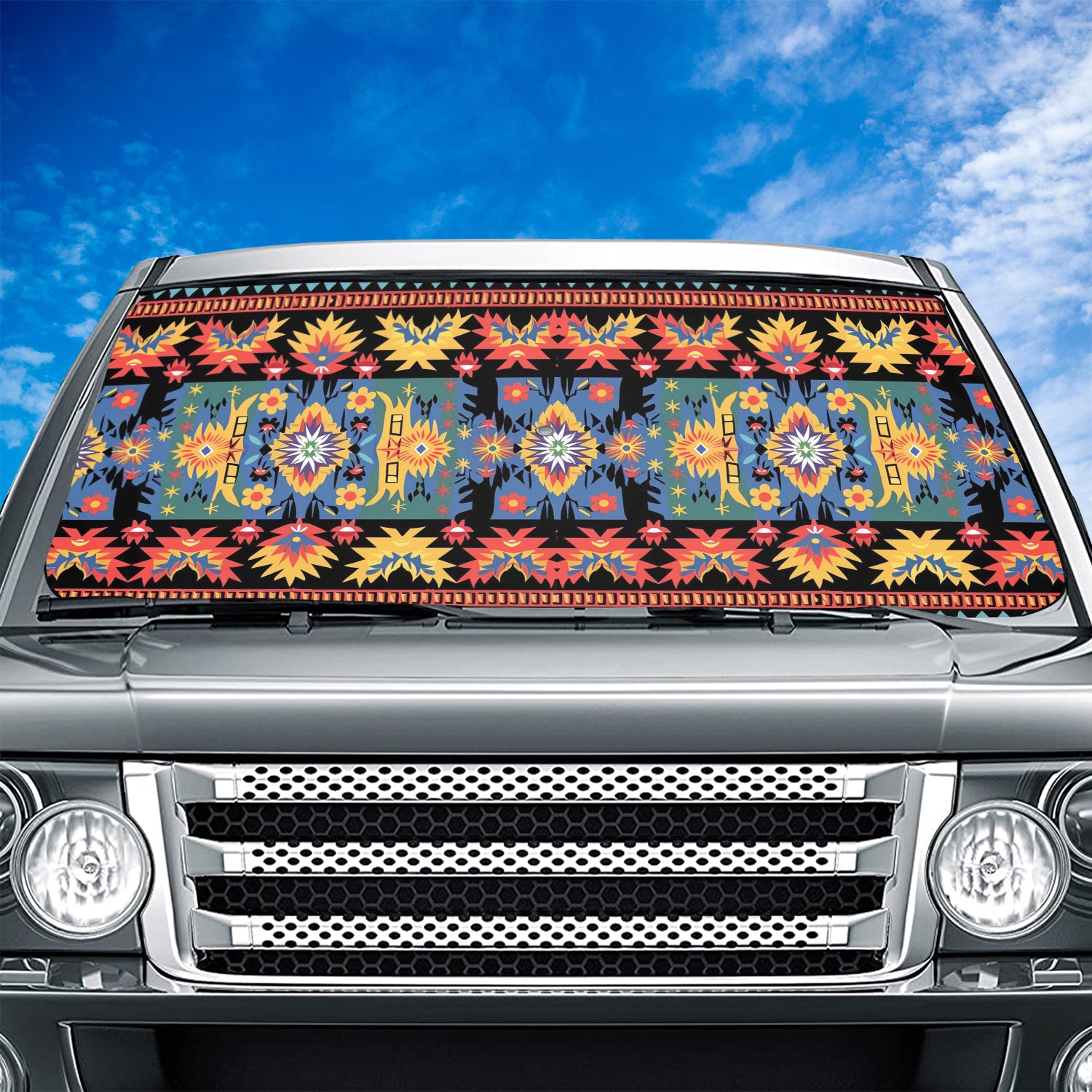 Boho Mountain Car Windshield Sunshade, Boho Universal Fit with all car, UV Rays and Heat Sun Visor Protector Foldable Sun Shade Umbrella, Boho 11 - Delicate Leather