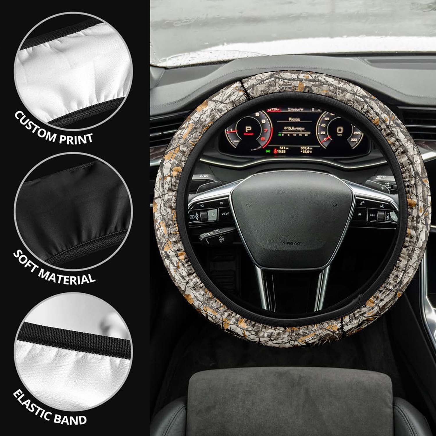 Car Steering Wheel Cover Update Version, Camo Camouflage Custom-Fit for Car, Premium Leather Car Steering Wheel Cover , Car Accessories, Camo 14 - Delicate Leather