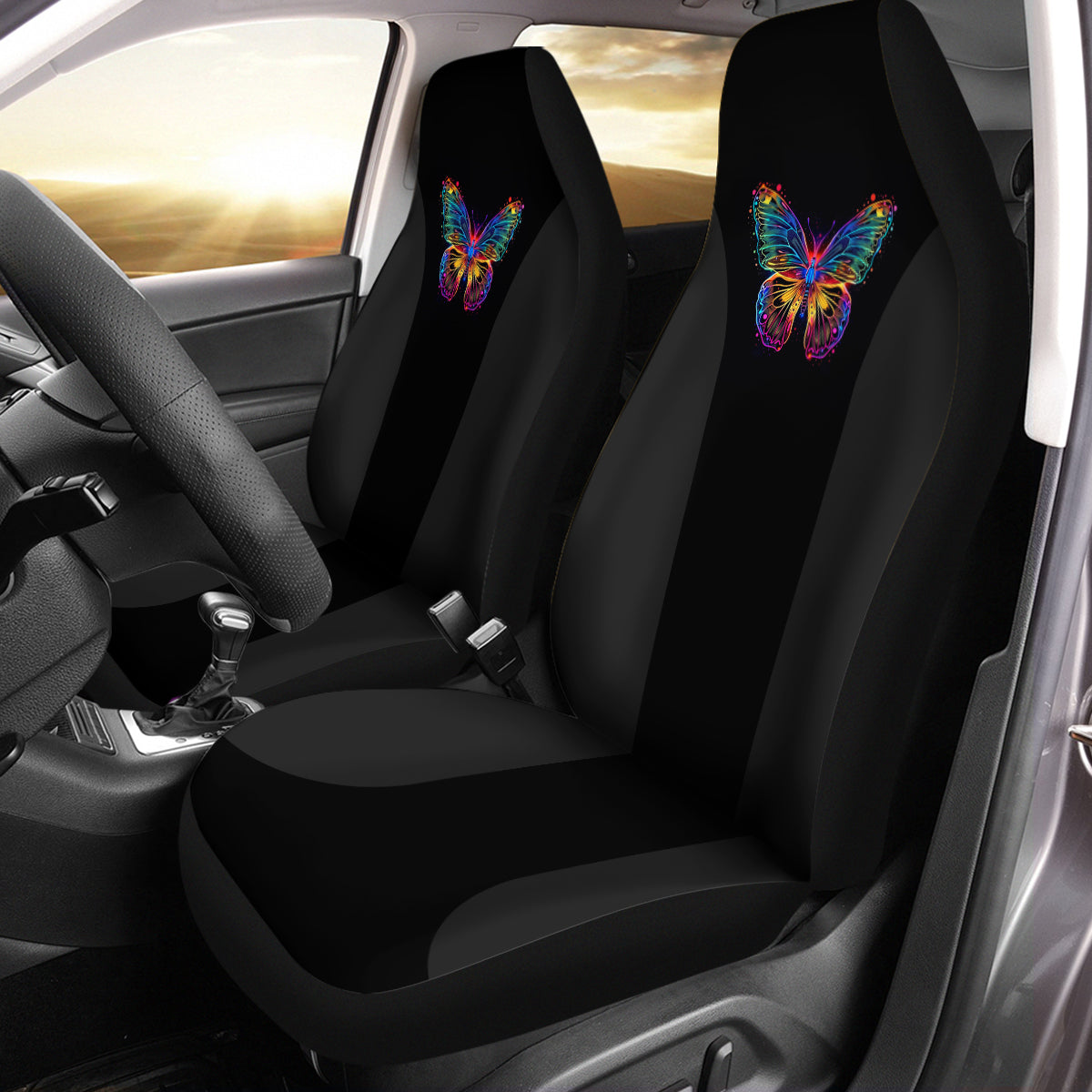 Outlet Blue 3D Air Mesh Front Seat Covers,Reflective Colorful Butterfly Bucket Seat Covers with Airbag Compatible,High Back Seat Covers Universal Fit for Cars,Truck, SUV - Delicate Leather
