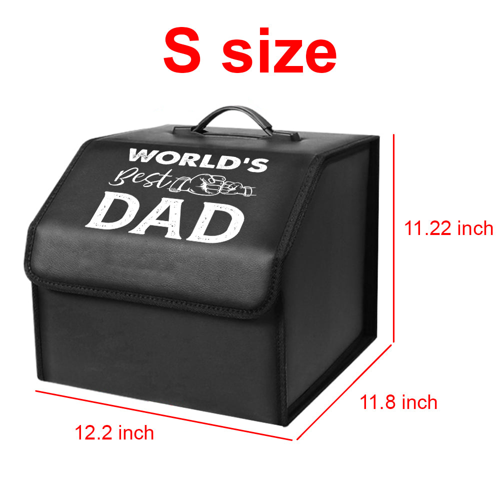 World's Best Dad Foldable Trunk Storage Luggage Organizer Box, Custom-Fit For Car, SUV Trunk Organizer Van Cargo Carrier Caddy for Shopping, Camping Picnic, Home Garage, Father's Day Gift 05