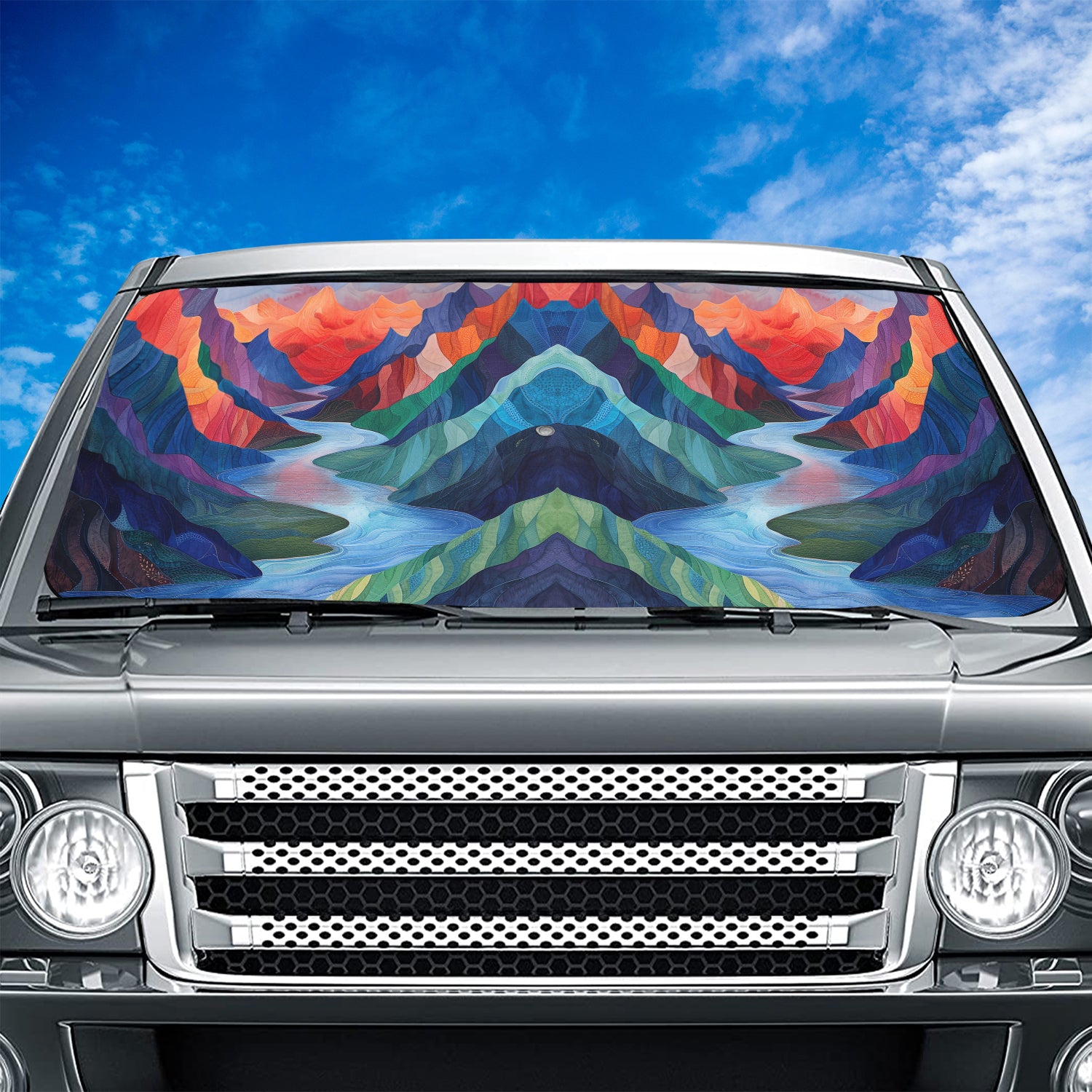 Boho Mountain Car Windshield Sunshade, Boho Universal Fit with all car, UV Rays and Heat Sun Visor Protector Foldable Sun Shade Umbrella, Boho 10 - Delicate Leather