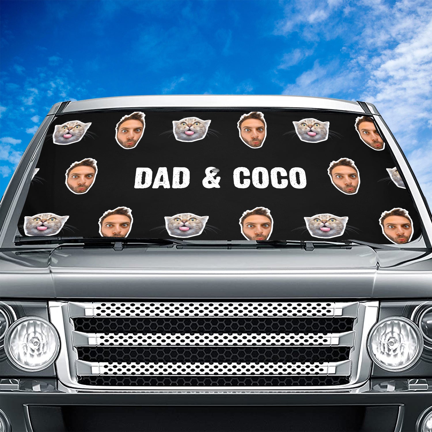 Customized Photo Funny Car Windshield Sunshade, Custom Windshield Sunshade with Picture, Fit with all car, UV Rays and Heat Sun Visor Protector Foldable Sun Shade Umbrella - Delicate Leather