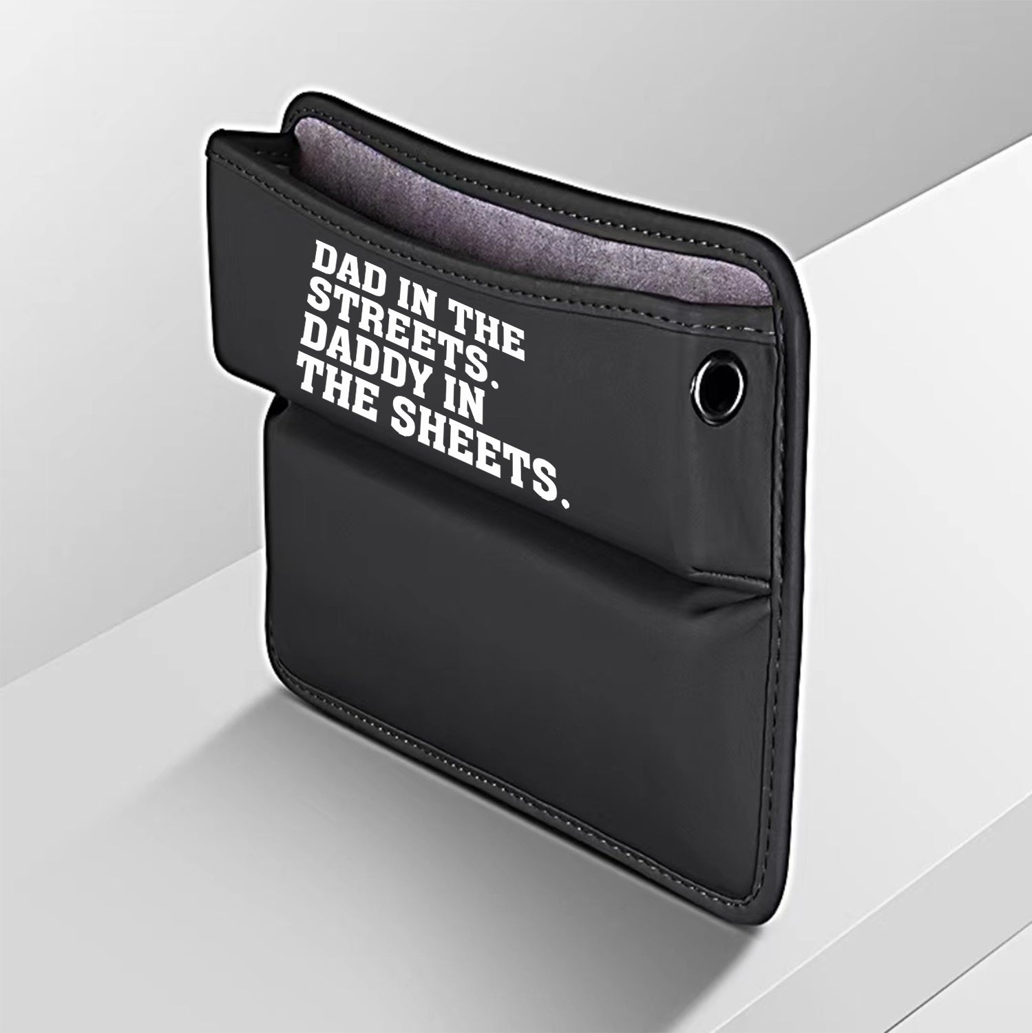 Car Seat Gap Filler Organizer, Custom FIt For Your Cars, Dad In The Streets. Daddy In The Sheets, Multifunctional PU Leather Console Side Pocket Organizer for Cellphones, Cards, Wallets, Keys, Gift for Daddy - Delicate Leather