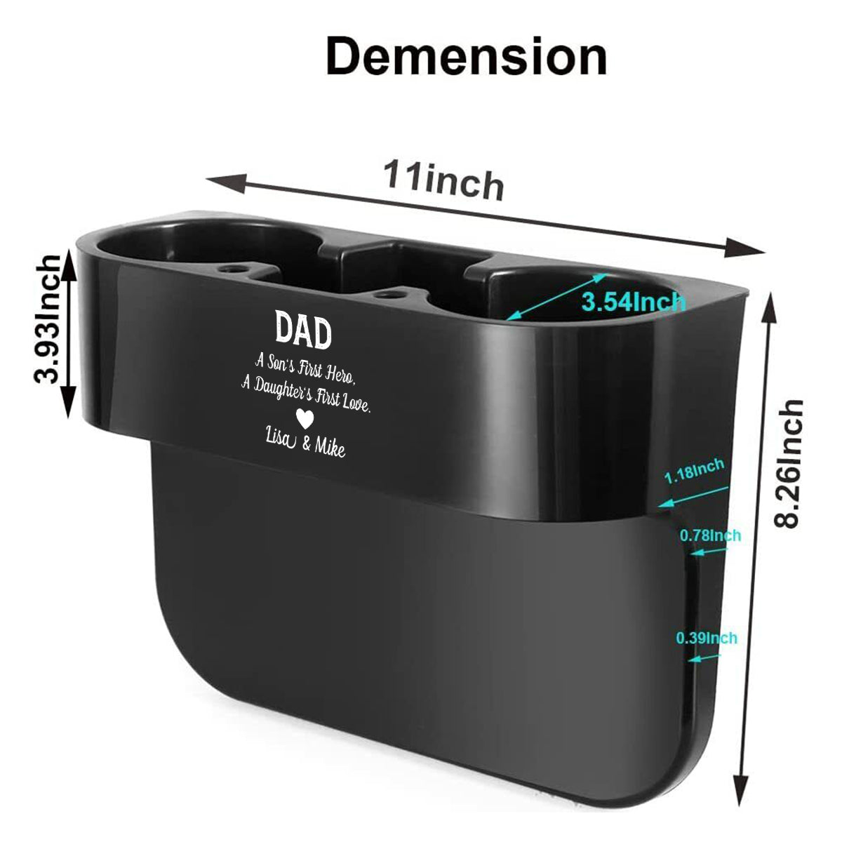 Personalized Cup Holder Portable Multifunction Vehicle Seat Cup Cell Phone Drinks Holder Box Car Interior Organizer, Happy Father's Day, Custom For Your Cars, Car Accessories, Gift for Daddy - Delicate Leather