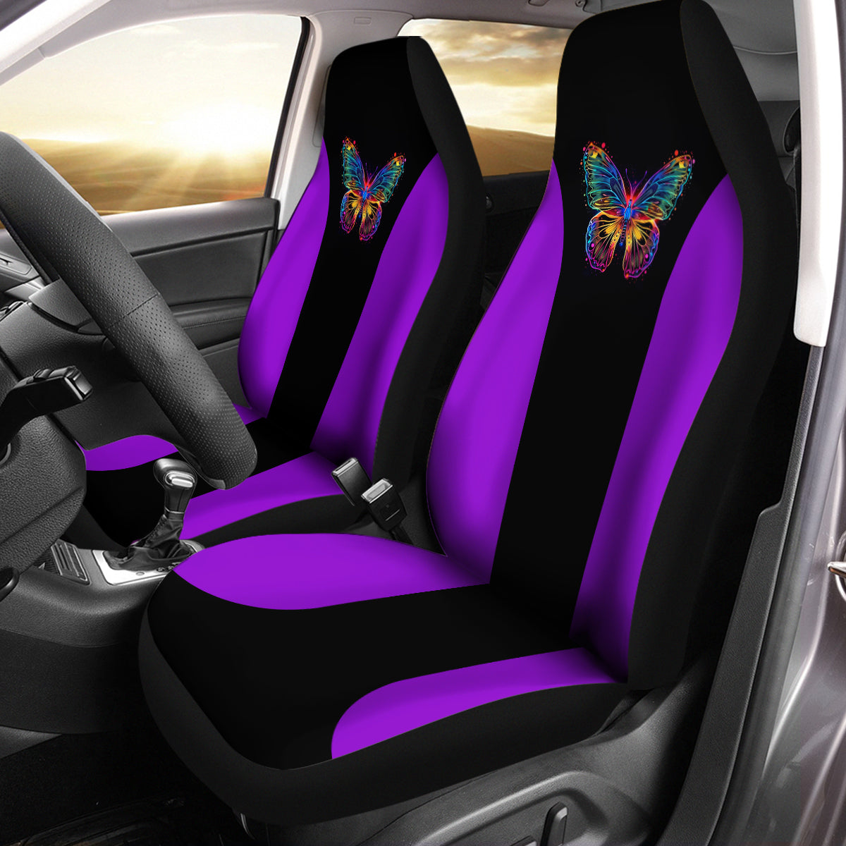 Outlet Blue 3D Air Mesh Front Seat Covers,Reflective Colorful Butterfly Bucket Seat Covers with Airbag Compatible,High Back Seat Covers Universal Fit for Cars,Truck, SUV - Delicate Leather