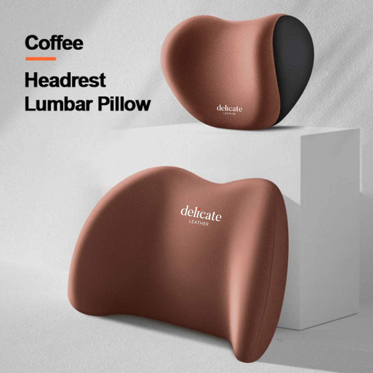 Delicate Leather Car Neck Headrest Pillow: Premium Memory Foam Support Cushion for Ultimate Comfort, Breathable Travel Companion, Lumbar Pillow Included - Universal Car Supplies - Delicate Leather