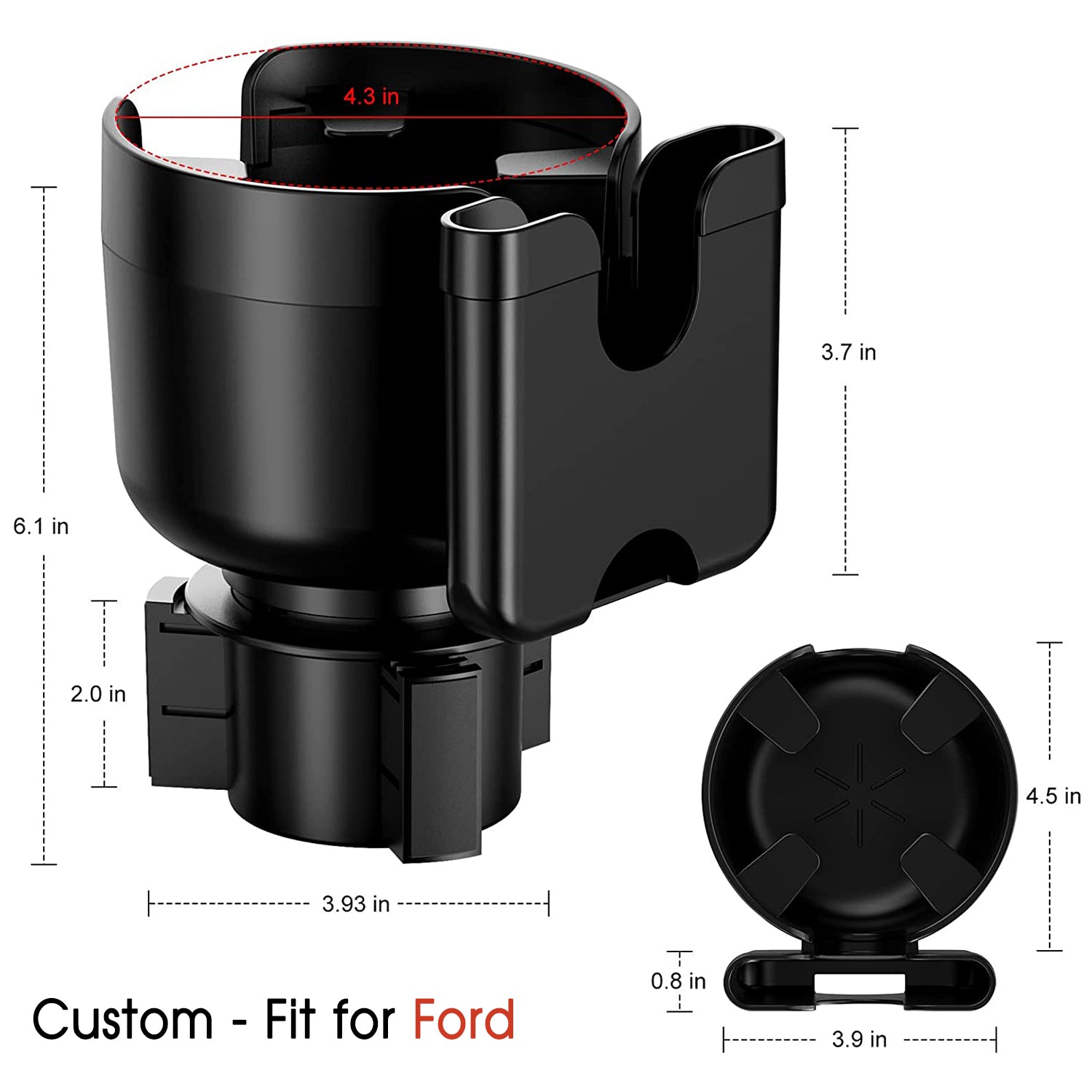 Car Cup Holder 2-in-1, Custom-Fit For Car, Car Cup Holder Expander Adapter with Adjustable Base, Car Cup Holder Expander Organizer with Phone Holder DLFD233 - Delicate Leather