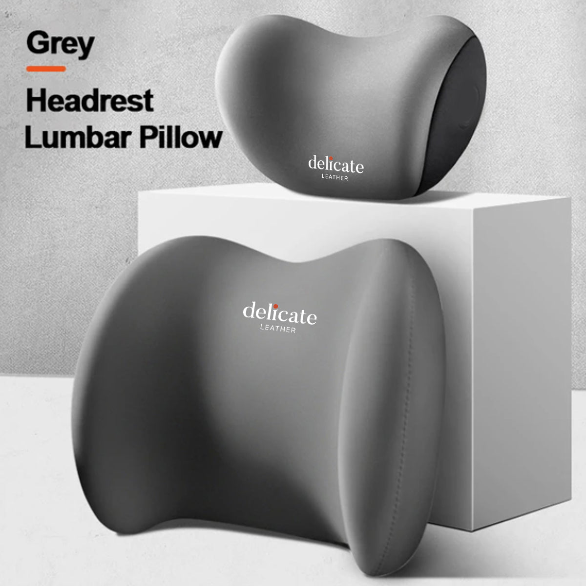 Delicate Leather Car Neck Headrest Pillow: Premium Memory Foam Support Cushion for Ultimate Comfort, Breathable Travel Companion, Lumbar Pillow Included - Universal Car Supplies - Delicate Leather
