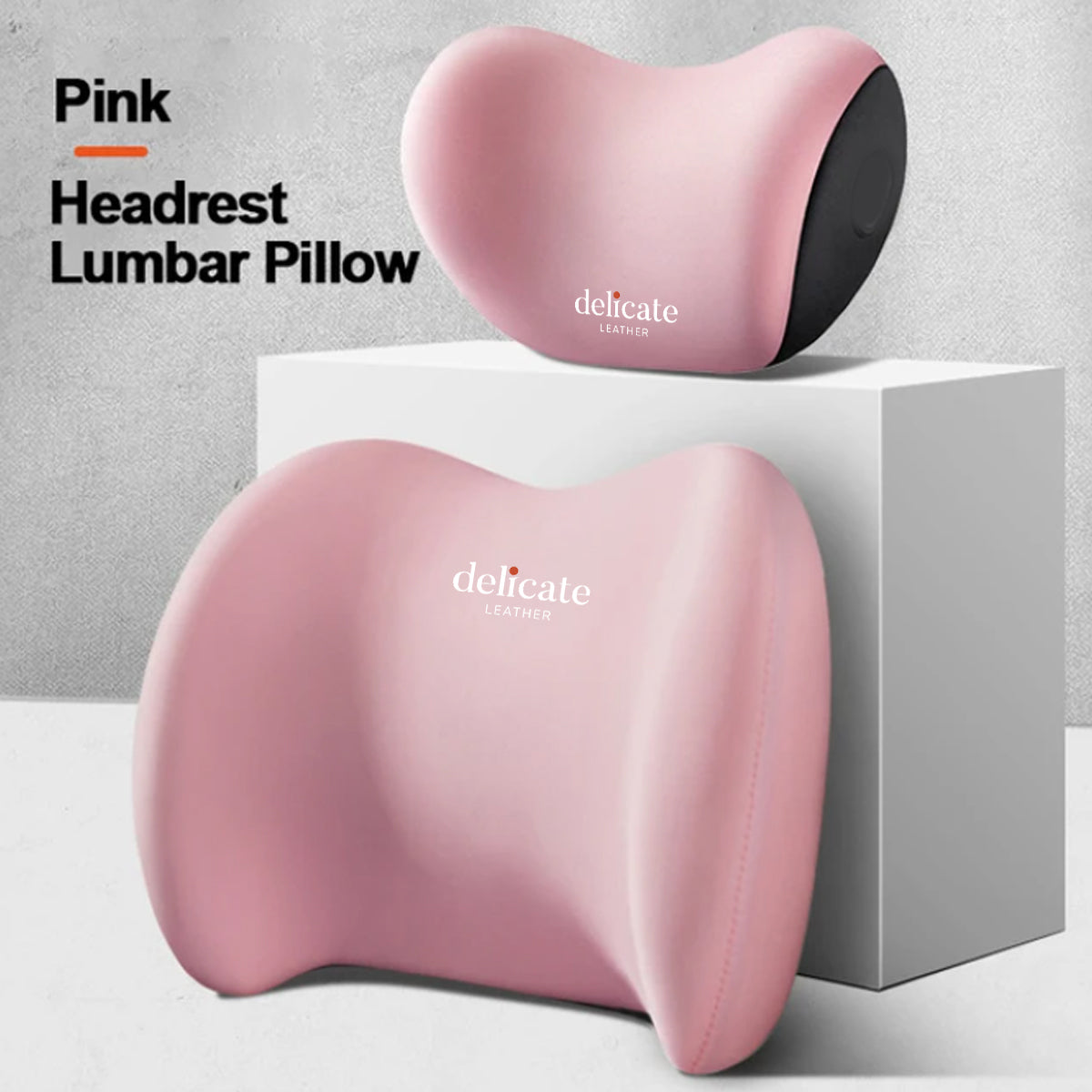 Delicate Leather Car Neck Headrest Pillow: Premium Memory Foam Support Cushion for Ultimate Comfort, Breathable Travel Companion, Lumbar Pillow Included - Universal Car Supplies - Delicate Leather