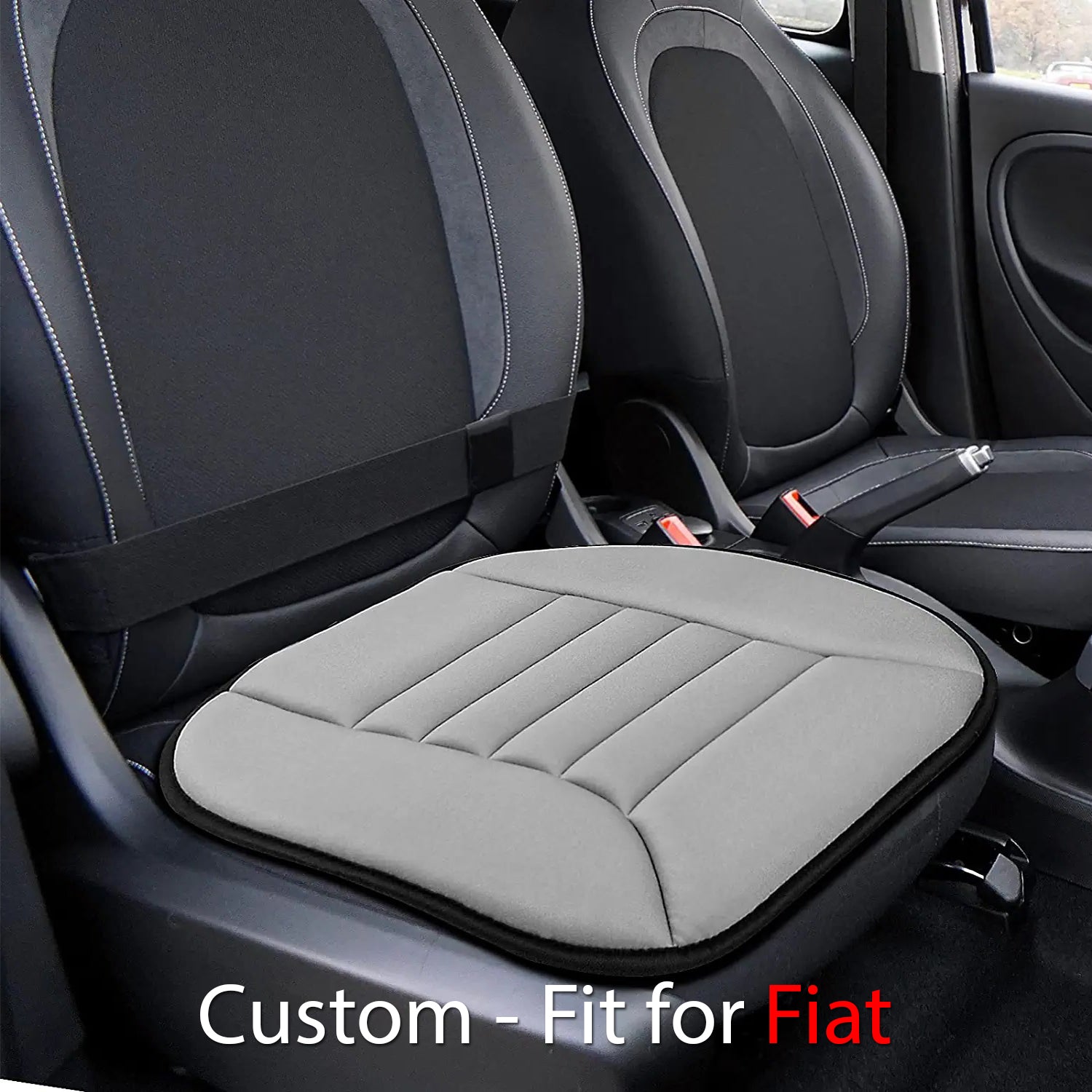 Delicate Leather Memory Foam Car Seat Cushion – 1.2" Thick, Custom-Fit for Fiat, Universal for Car, Office & Home Chairs - Delicate Leather