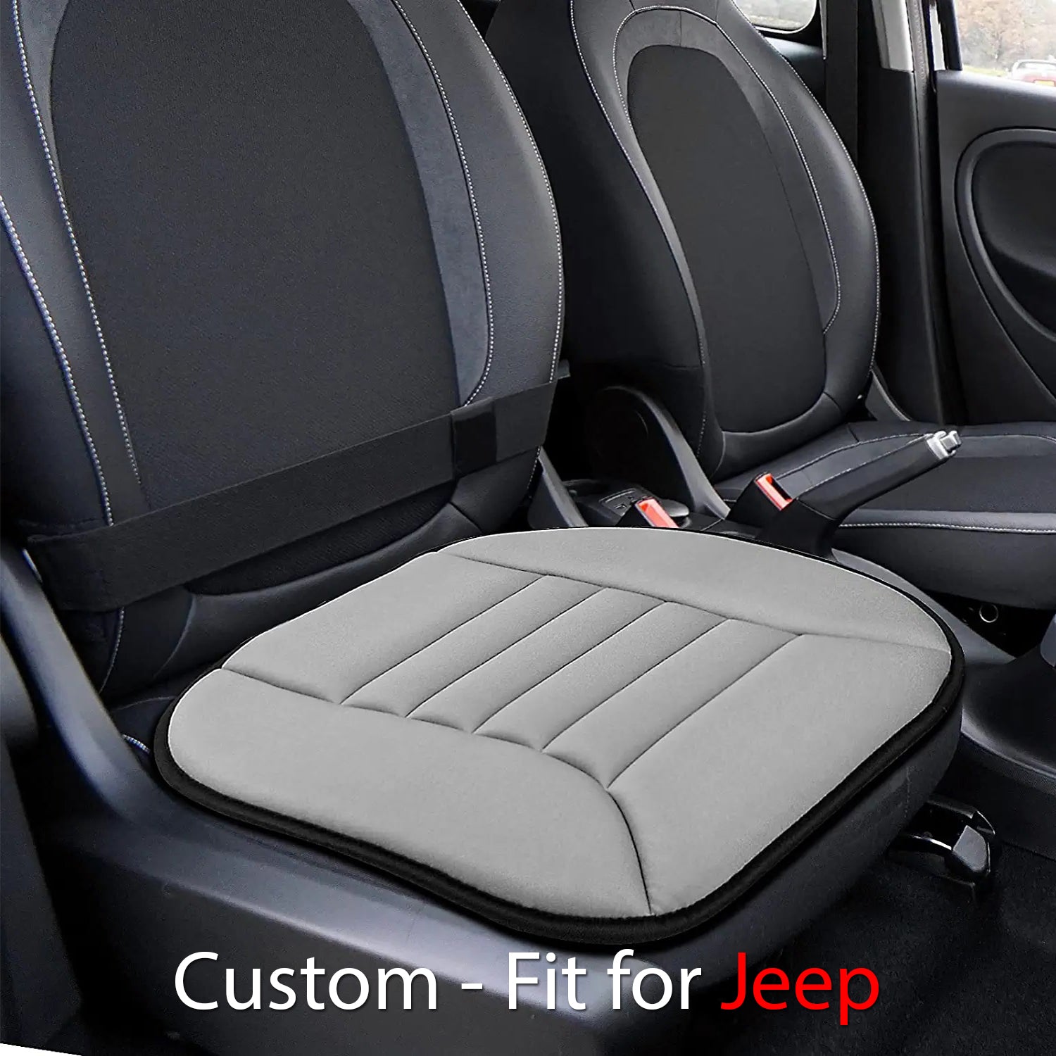 Delicate Leather Memory Foam Car Seat Cushion – 1.2" Thick, Custom-Fit for Jeep, Universal for Car, Office & Home Chairs - Delicate Leather