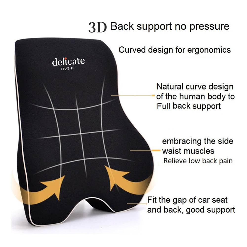Delicate Leather Car Lumbar Support & Neck Pillow Kit – Custom Ergonomic Car Seat Accessories - Delicate Leather