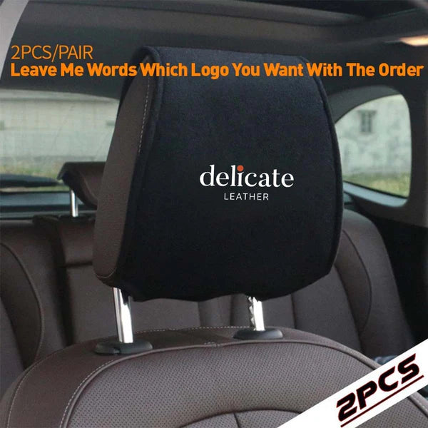 Car Seat Headrest Cover Breathable Flexible Headrest Covers Velcro Auto Headrest Covers Universal Fit, Custom For Your Cars, Car Accessories KO13998 - Delicate Leather