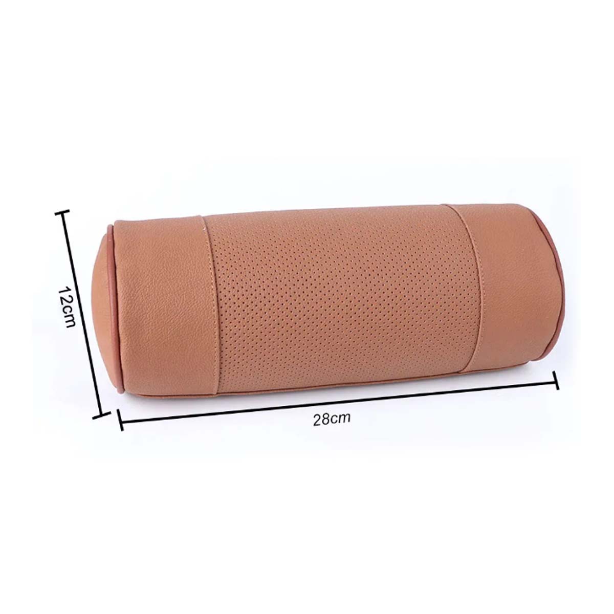 Premium Memory Foam Car Neck Pillow in Genuine Leather: Auto Cervical Round Roll Headrest Support Cushion Pad for Office Chairs and Cars in Elegant Black - Delicate Leather