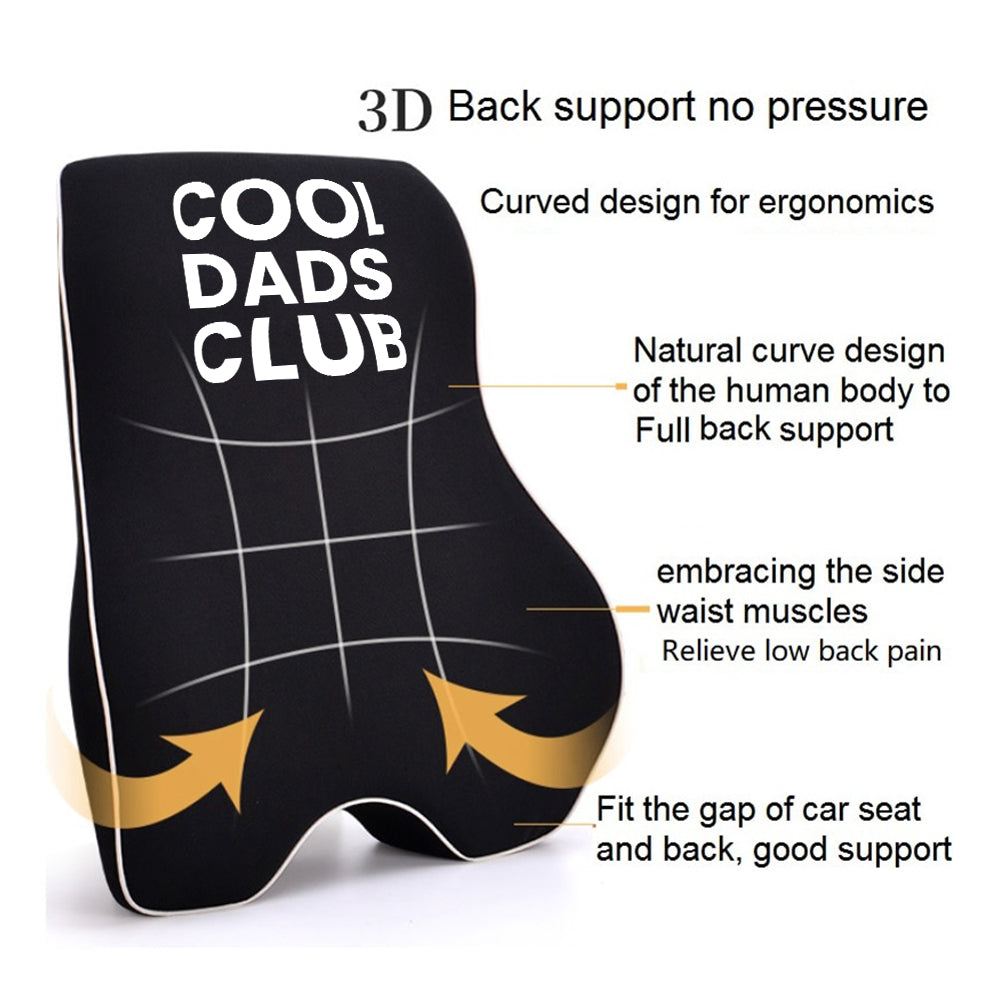 Cool Dads Club Lumbar Support Cushion for Car and Headrest Neck Pillow Kit, Custom For Cars, Ergonomically Design for Car Seat, Father's Day Gift, Car Accessories - Delicate Leather