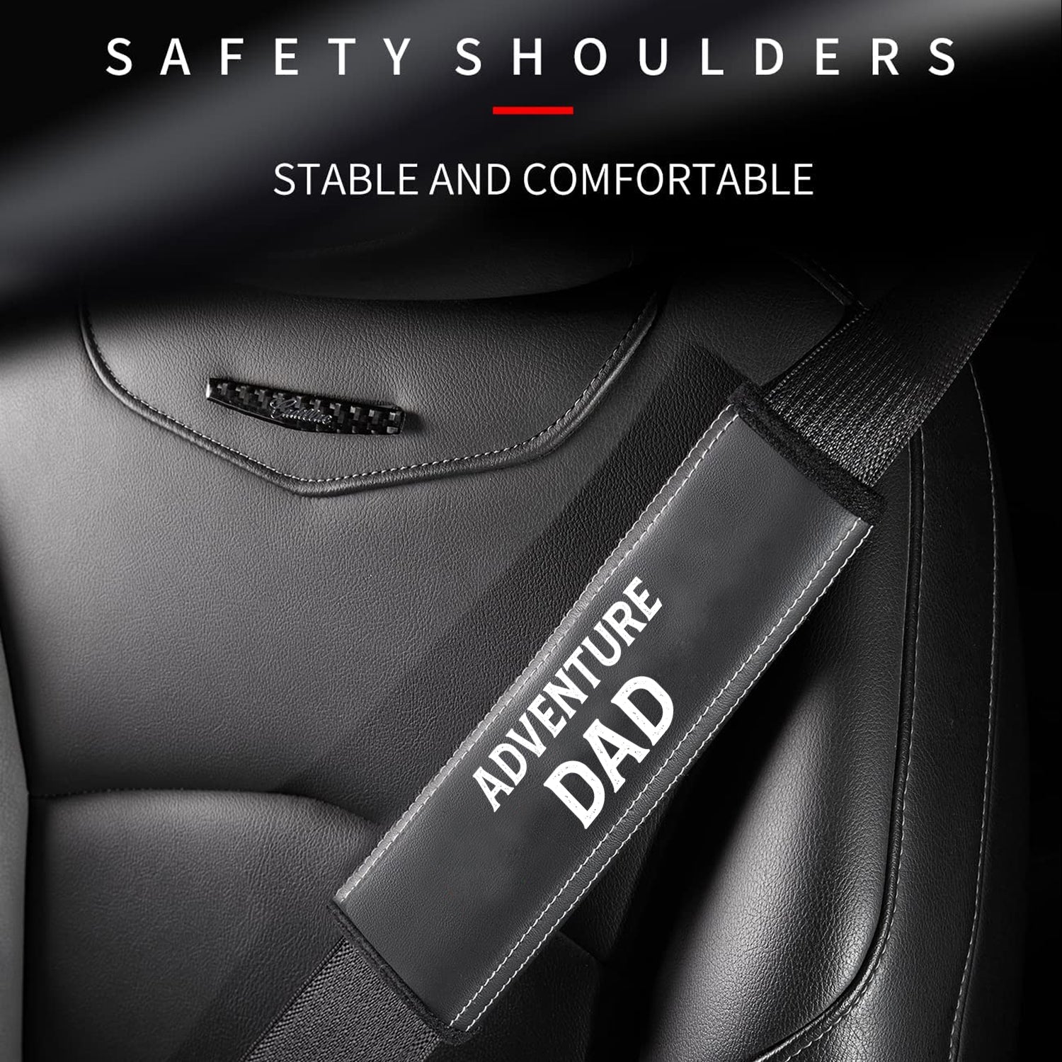 Car Seat Belt Covers (2PCS), Custom For Your Cars, Happy Father' s Day, Adventure Dad Microfiber Leather Seat Belt Shoulder Pads for More Comfortable Driving, Car Accessories JE13994, Gift for Daddy - Delicate Leather