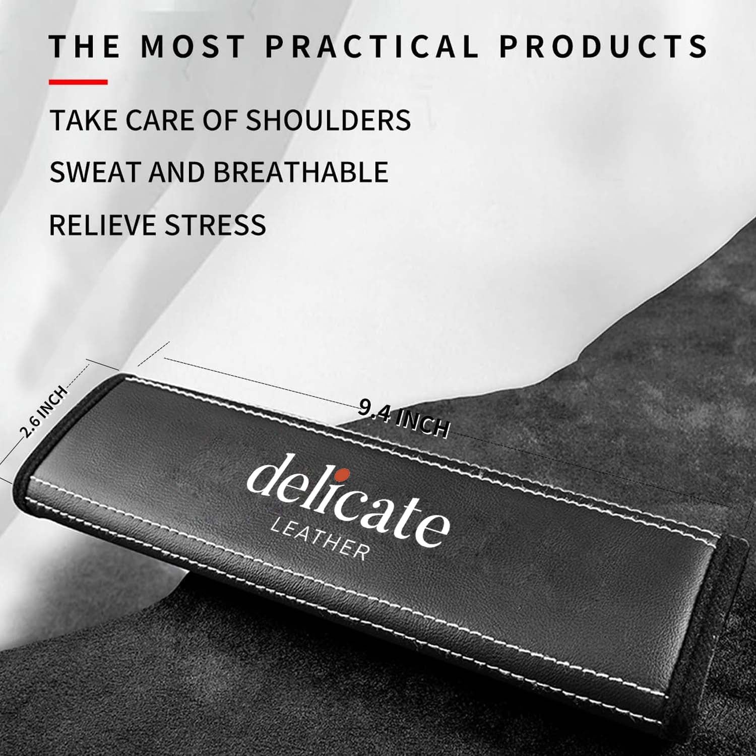 Delicate Leather Car Seat Belt Covers (2PCS), Custom For Your Cars, Microfiber Leather Seat Belt Shoulder Pads for More Comfortable Driving, Car Accessories FJ13994 - Delicate Leather