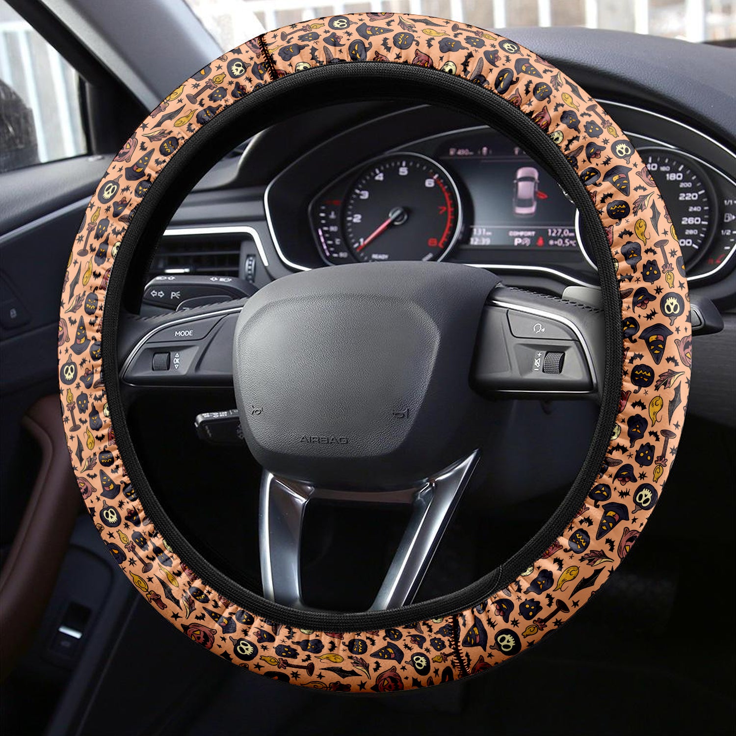 Happy Halloween Car Steering Wheel Cover Update Version, Custom-Fit for Car, Premium Leather Car Steering Wheel Cover , Car Accessories, Halloween 10