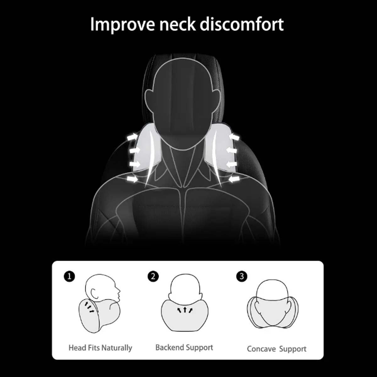 Delicate Leather Neck Pillow, Fit with all car, Car Seat Headrest Neck Rest Cushion for Driving Seat Auto Head Rest Neck Support - Delicate Leather