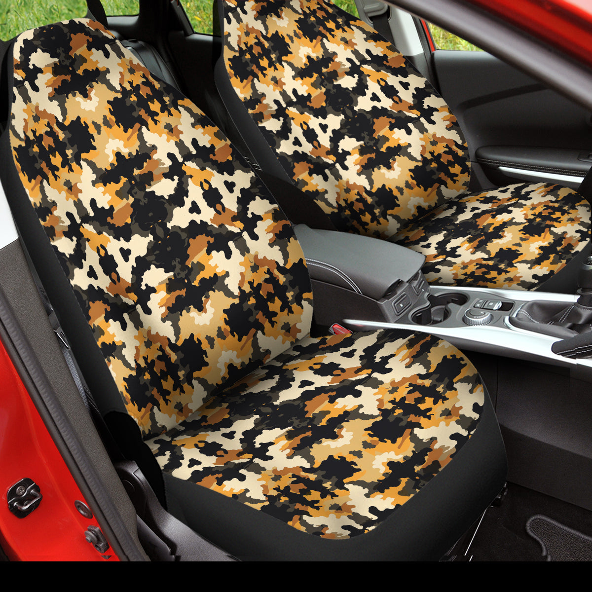 Camo Car Seat Covers Camouflage Set of 2 Seat Protectors Universal Fit For Car SUV Bucket Seats, Camo 1115 - Delicate Leather