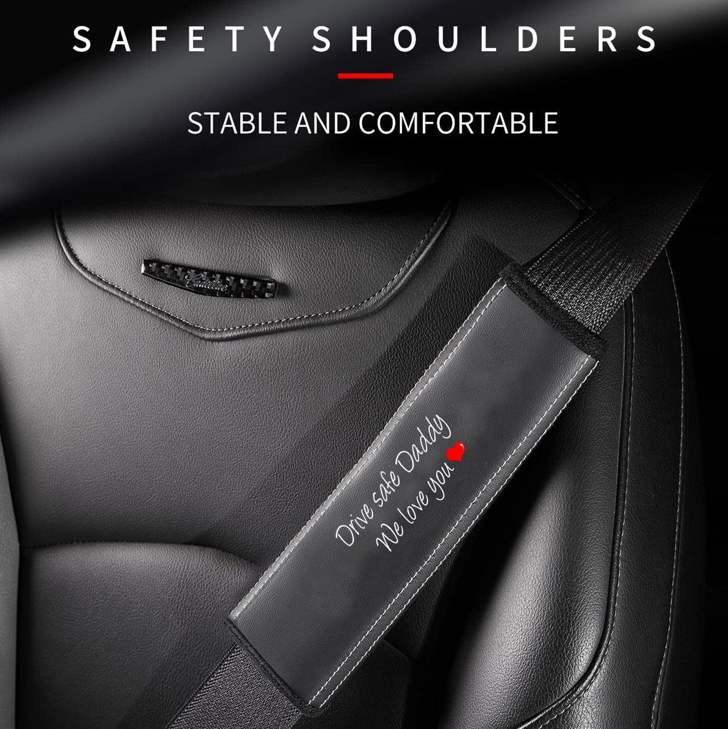 Drive Safe Daddy Car Seat Belt Covers (2PCS), Custom For Your Cars, Microfiber Leather Seat Belt Shoulder Pads for More Comfortable Driving, Father's Day Gift, Car Accessories - Delicate Leather