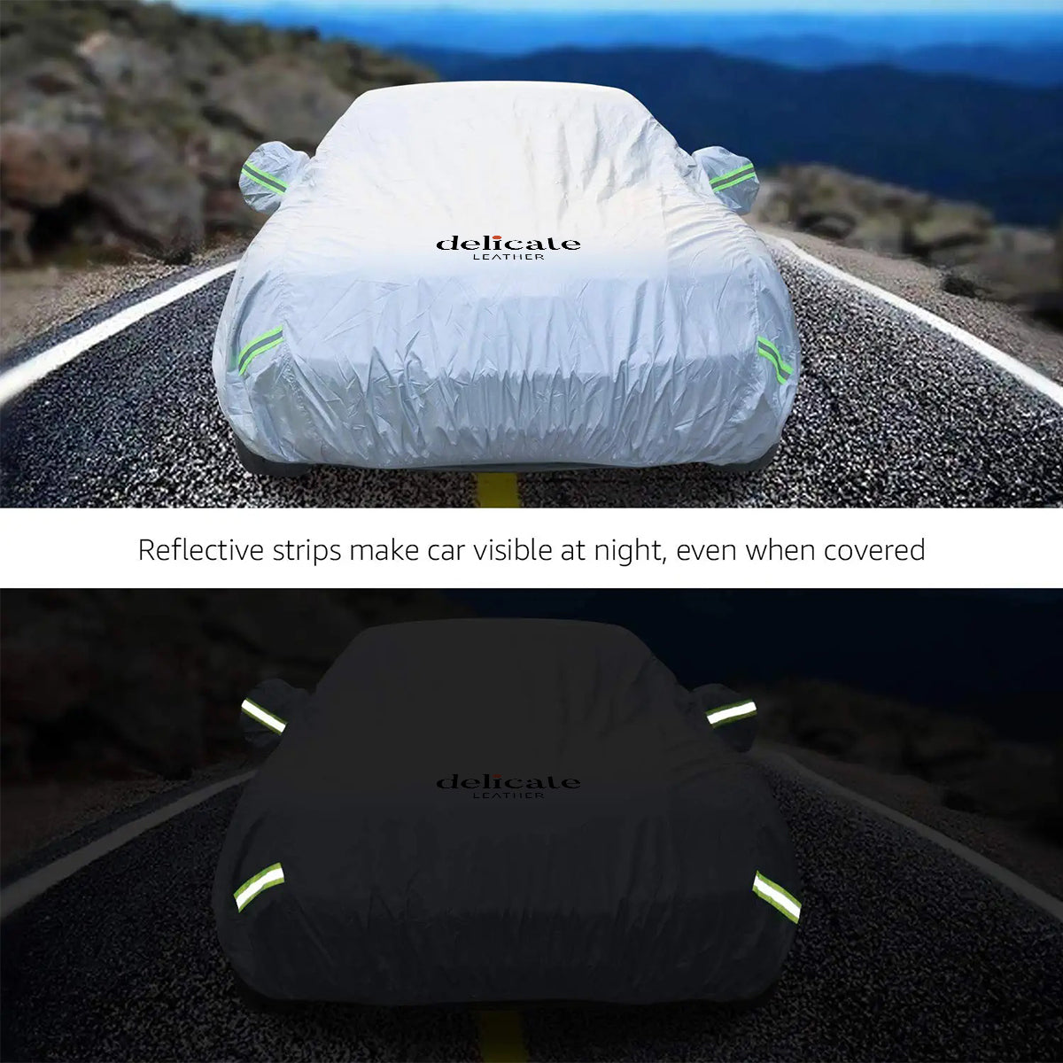 Car Cover Waterproof All Weather for Automobiles, Custom fit for Car, Outdoor Full Cover Rain Sun UV Protection - Delicate Leather