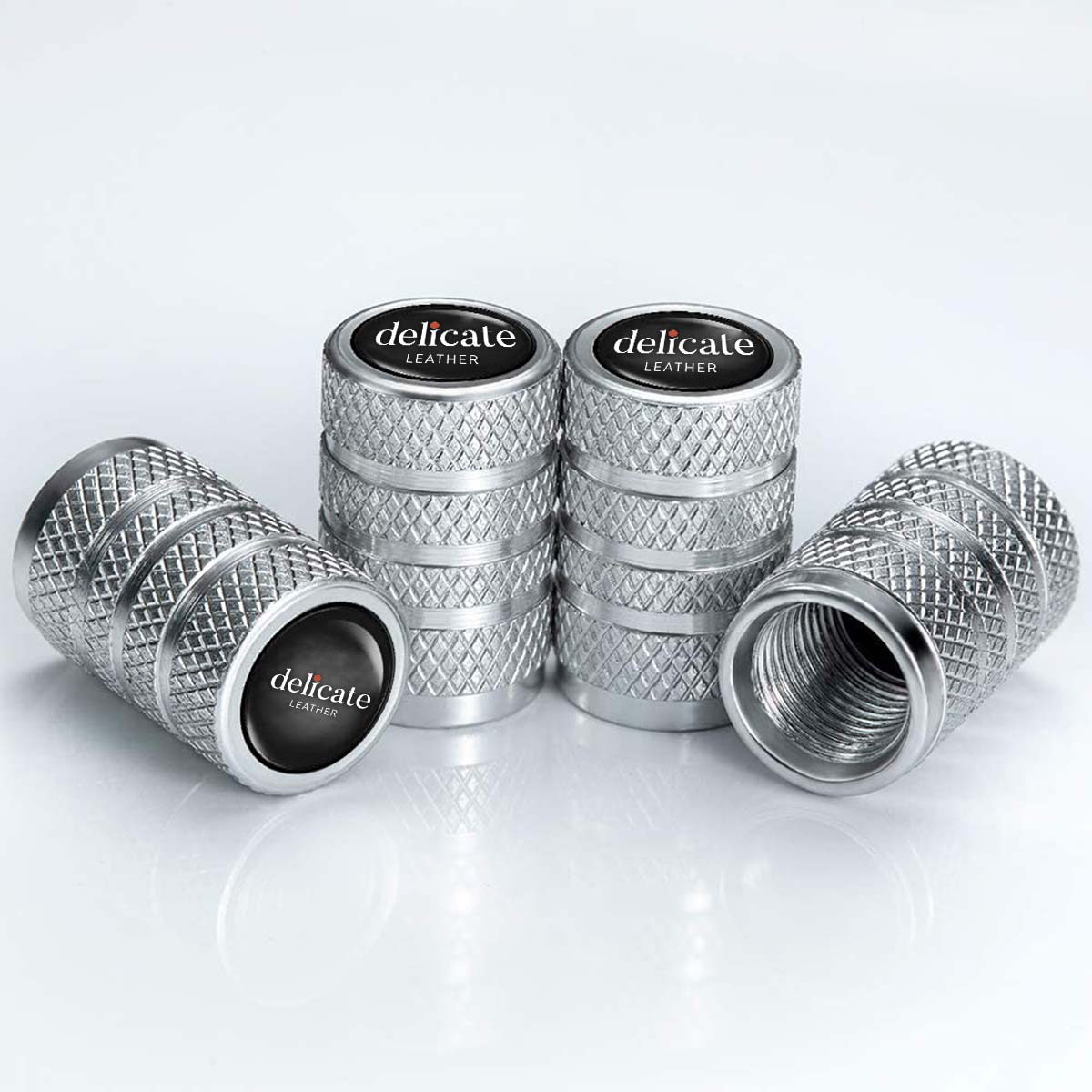 4pcs Car Tire Dust Caps Car Tire Air Caps, Alloy Metal Car Tire Valve Caps for Anti-Corrosion Leak-Proof Screw-on Easy Grip Silver - Delicate Leather