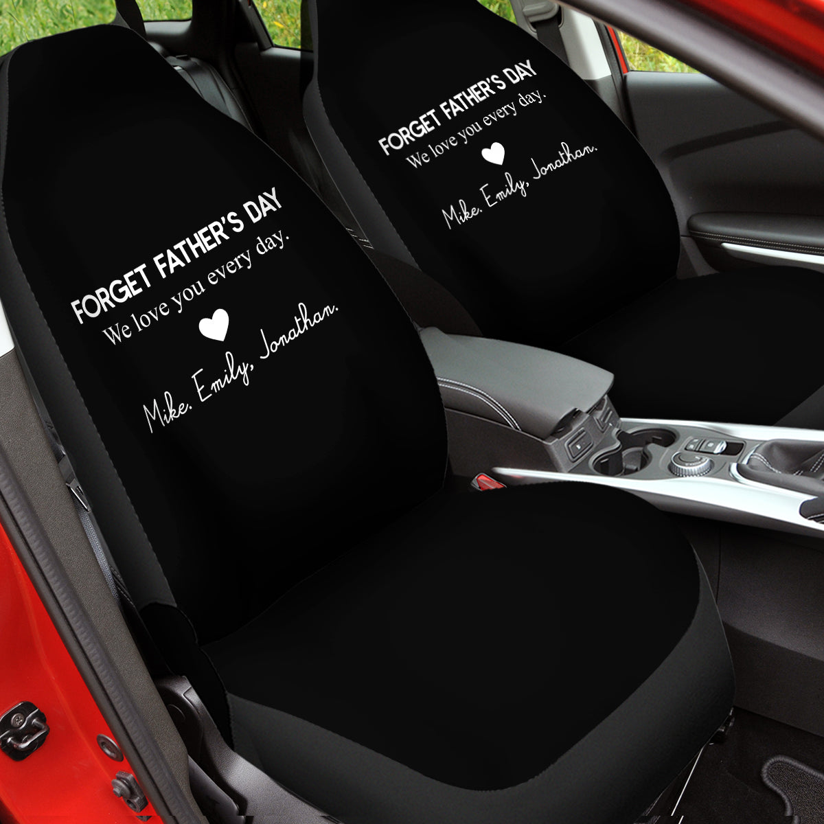 Personalized Car Seat Covers, Custom For Your Cars, Happy Father's Day, Car Bucket Seat Protection Airbag Compatible 2 PCS, Car Accessories, Gift for Daddy - Delicate Leather