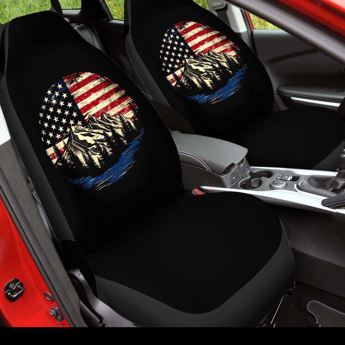 Mountain Range American Flag Car Seat Cover, Girl Riding Horse In The Desert , Front Seat Protector, For SUV, Car Accessories For Unisex, Car Seat Cover, Gift 07 - Delicate Leather