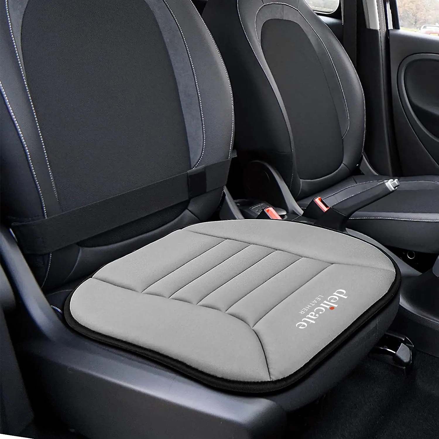 Car Seat Cushion with 1.2inch Comfort Memory Foam, Custom Logo For Your Cars, Seat Cushion for Car and Office Chair MC19989 - Delicate Leather