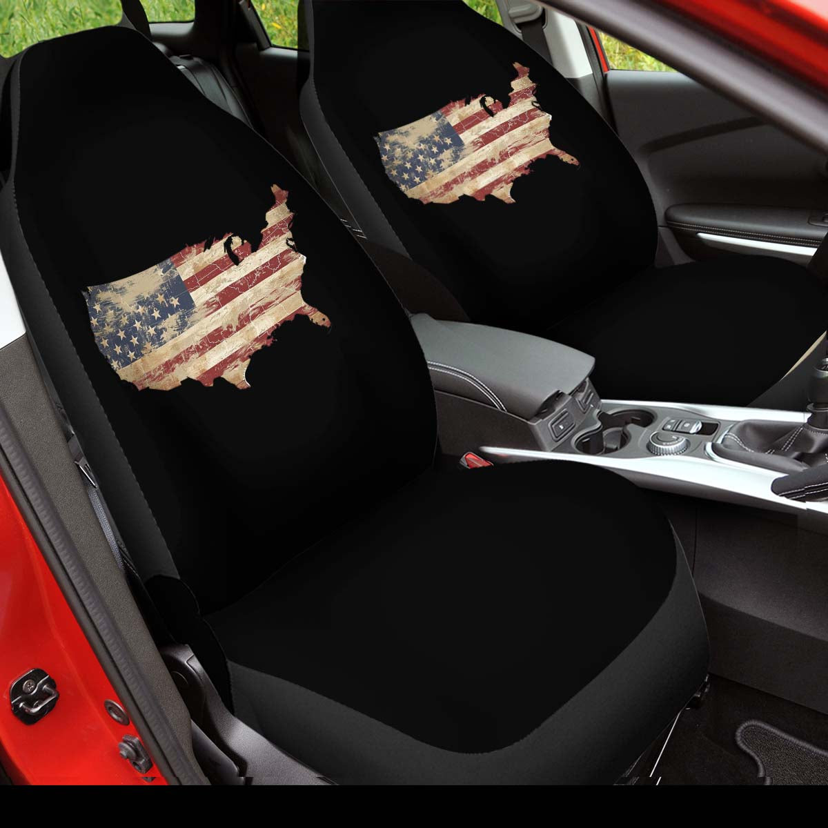 American Freedom Flag Car Seat Cover – Patriotic Style Interior Seat Protector, American Flag Car Seat Cover, Gift 04 - Delicate Leather