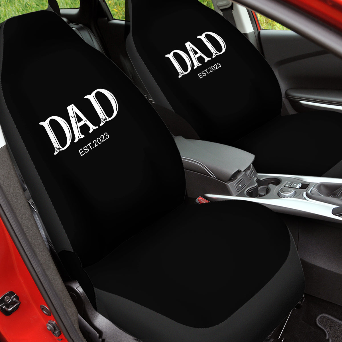 Personalized Car Seat Covers, Custom For Your Cars, Daddy Est Year, Happy Father's Day, Car Bucket Seat Protection Airbag Compatible 2 PCS, Car Accessories, Gift for Daddy 03 - Delicate Leather