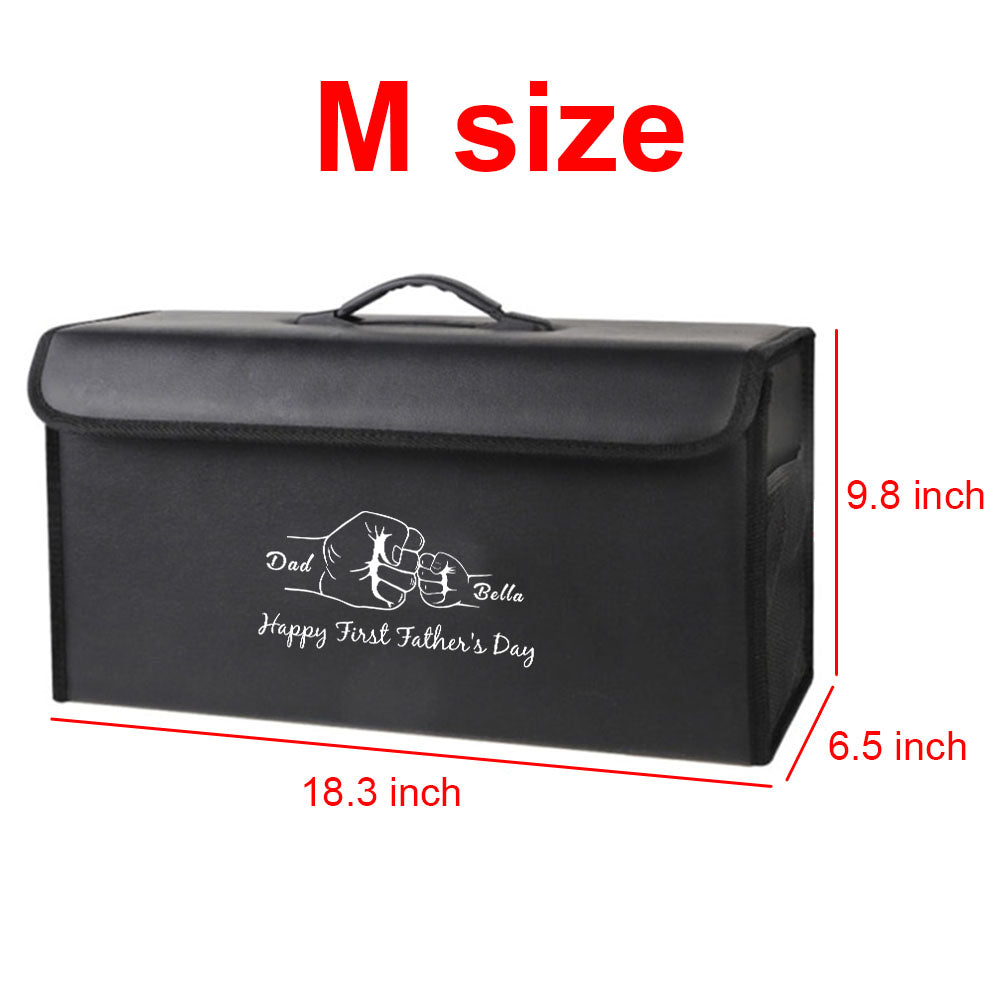 Personalized Foldable Trunk Storage Luggage Organizer Box, Custom-Fit For Car, SUV Trunk Organizer Van Cargo Carrier Caddy for Shopping, Camping Picnic, Home Garage, Gift for Daddy 08 - Delicate Leather