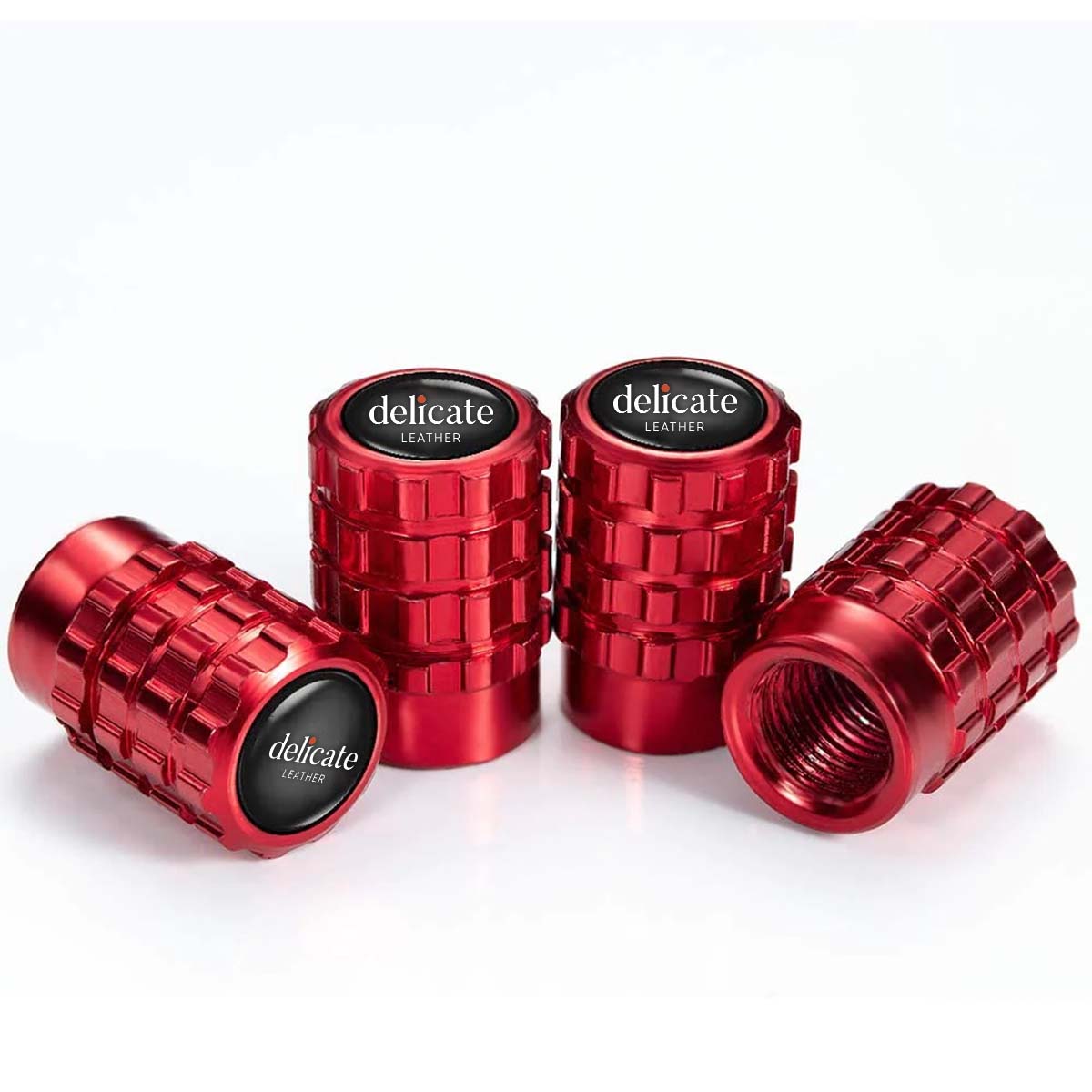 4-pcs Metal Car tire Valve Caps Stems air Cap Shape Decoration Replacement Styling Decoration Accessories. - Delicate Leather