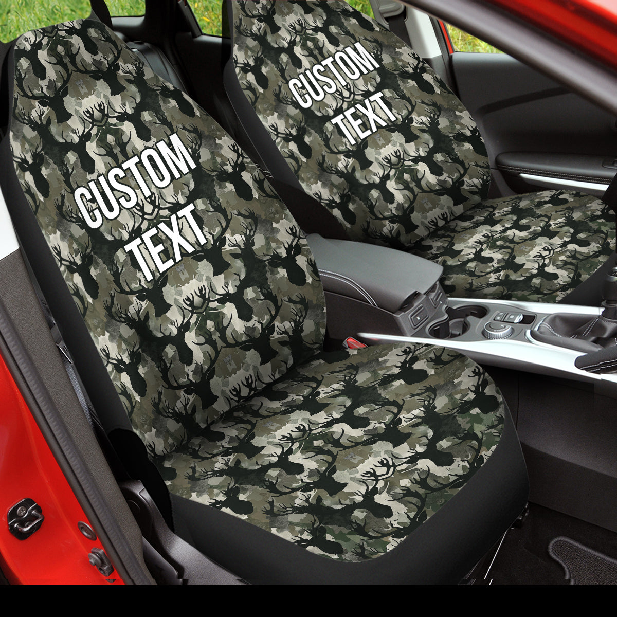 Personalized Custom Camo Car Seat Covers The Deer Camouflage Set of 2 Seat Protectors Universal Fit For Car SUV Bucket Seats, Camo 12 - Delicate Leather
