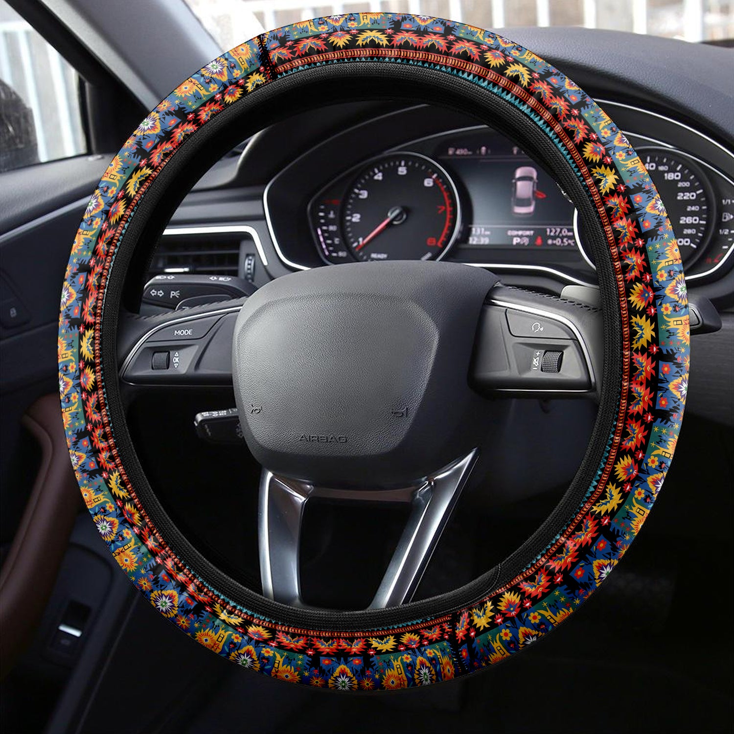 Mandala  Boho Car Steering Wheel Cover Update Version, Forest Botanical Custom-Fit for Car, Premium Leather Car Steering Wheel Cover , Car Accessories, Boho 06 - Delicate Leather
