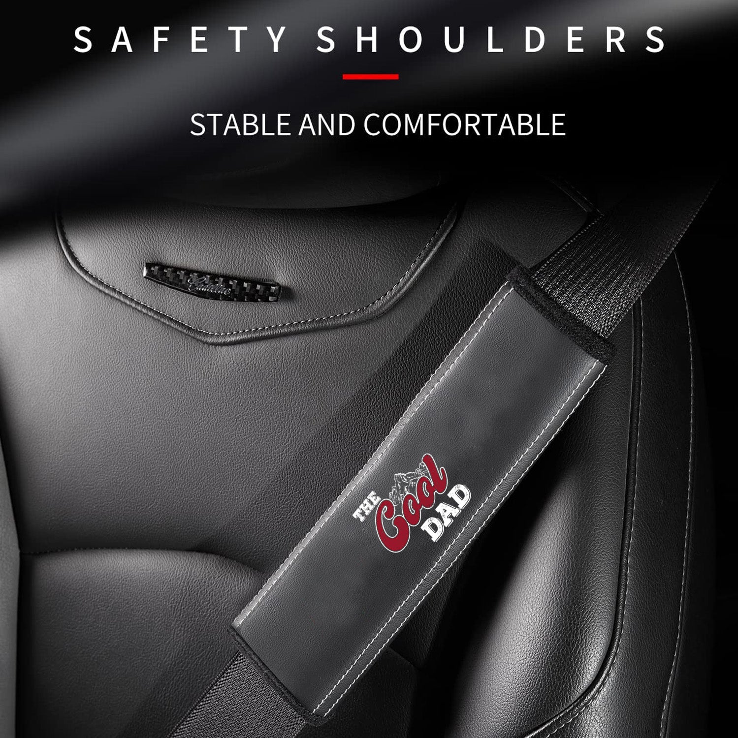 The Cool Dad Car Seat Belt Covers (2PCS), Custom For Your Cars, Microfiber Leather Seat Belt Shoulder Pads for More Comfortable Driving, Father's Day Gift, Car Accessories - Delicate Leather