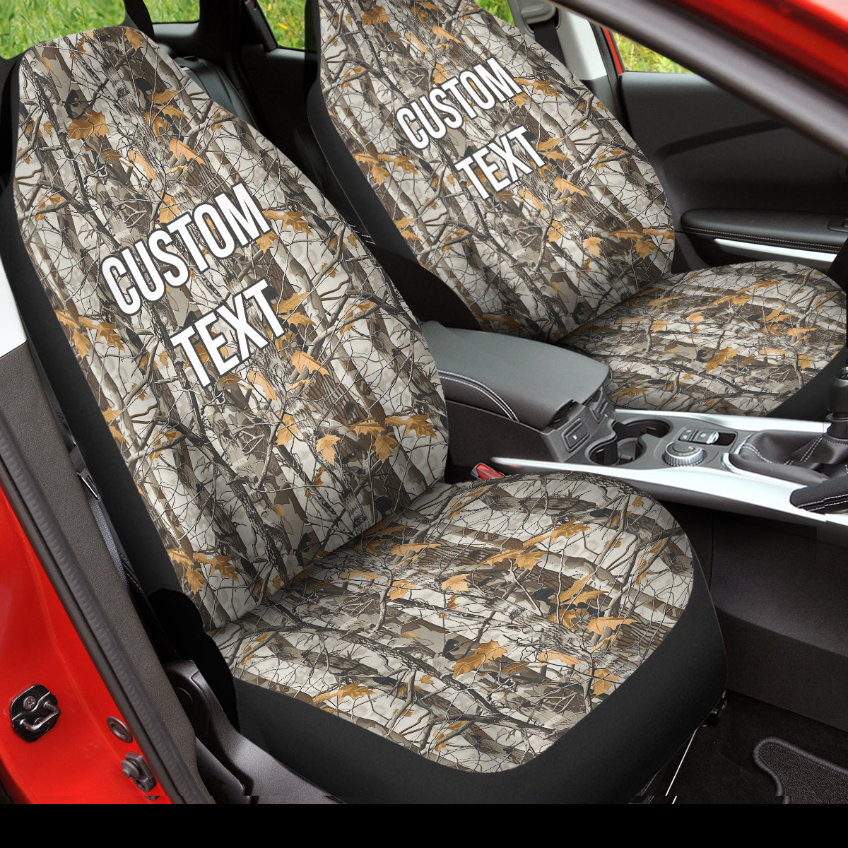 Personalized Custom Camo Car Seat Covers Hunter Camo Camouflage Set of 2 Seat Protectors Universal Fit For Car SUV Bucket Seats, Camo 14 - Delicate Leather