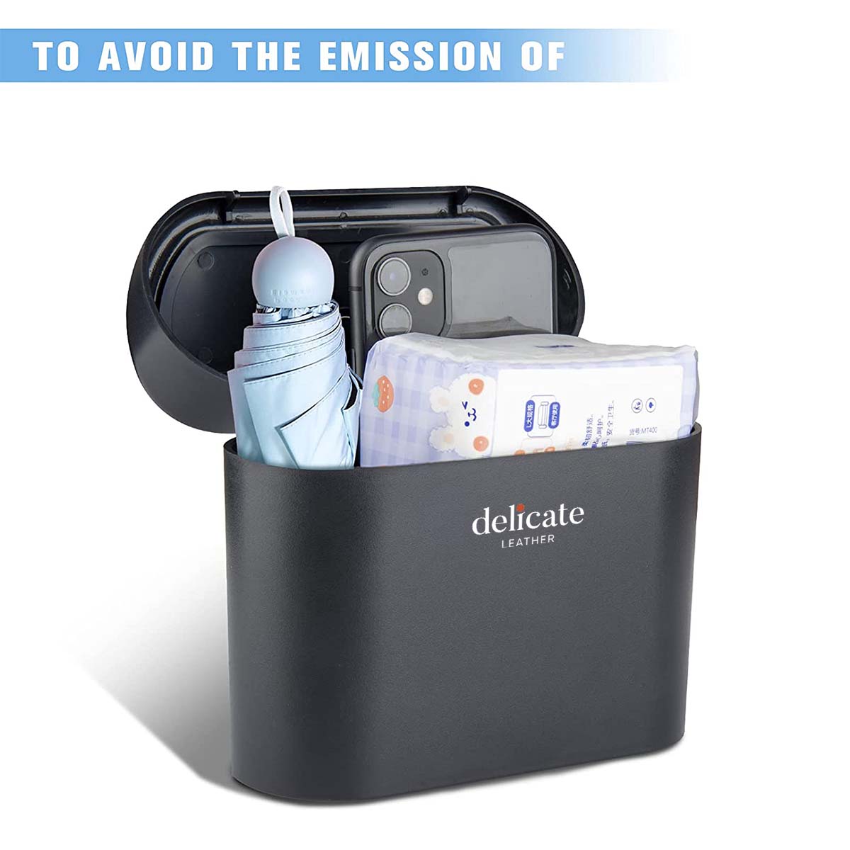 Car Trash Can, Custom For Cars, Mini Car Accessories with Lid and Trash Bag, Cute Car Organizer Bin, Small Garbage Can for Storage and Organization, Car Accessories JE11996 - Delicate Leather