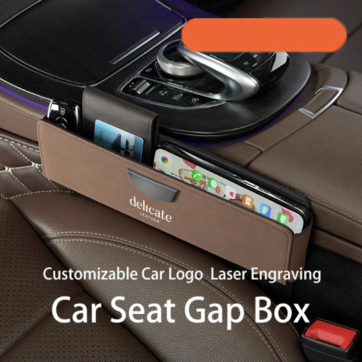 Multifunctional PU Leather Car Seat Gap Filler & Organizer - Delicate Leather