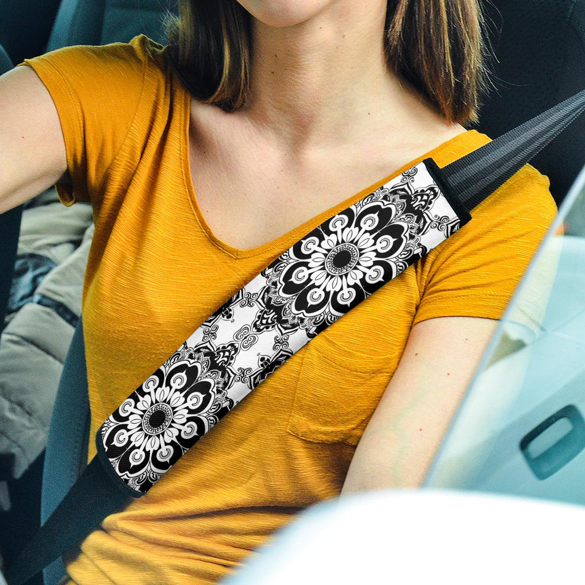 Mandala  Boho Seat Belt Covers (2PCS) , Microfiber Leather Seat Belt Shoulder Pads for More Comfortable Driving, Boho 14 - Delicate Leather