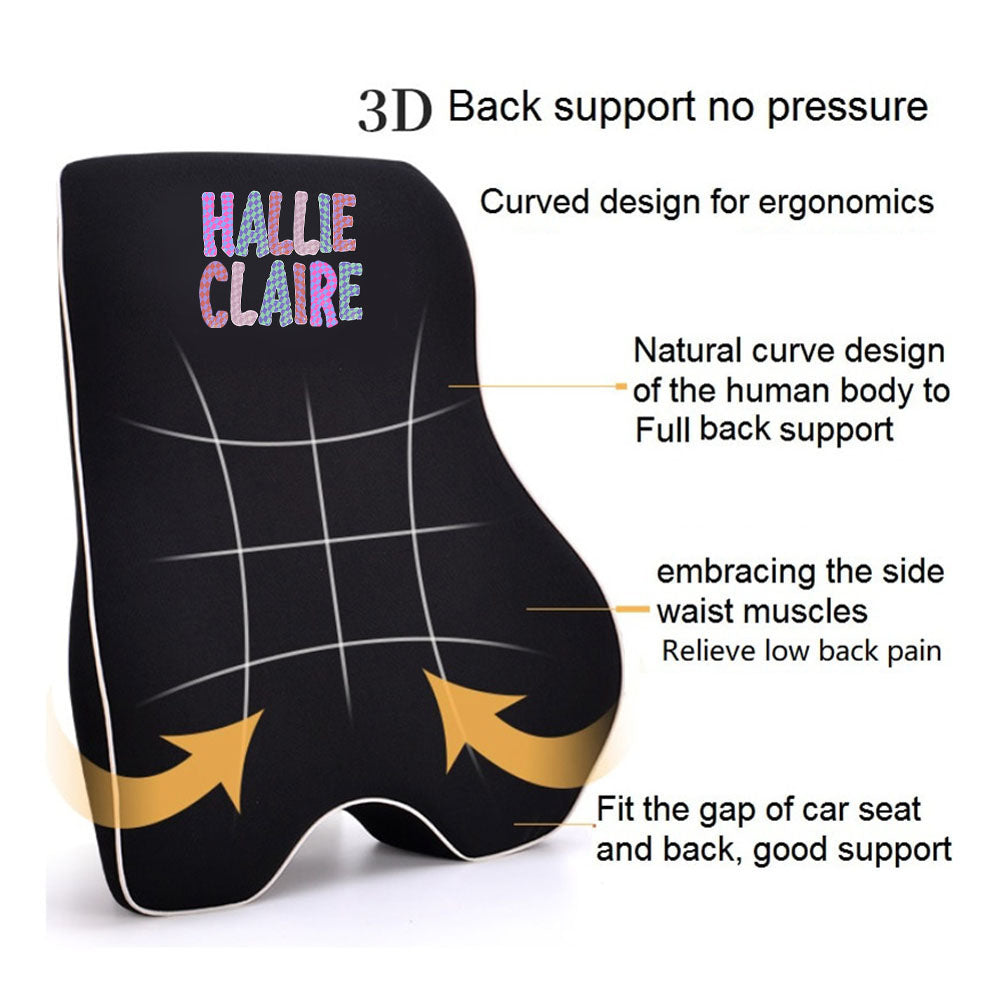 Custom Name Lumbar Support Cushion for Car and Headrest Neck Pillow Kit, Personalized Gift, Custom For Cars, Ergonomically Design for Car Seat, Car Accessories, Personalised Lumbar Support Cushion, Name Lumbar Support Cushion L1 - Delicate Leather