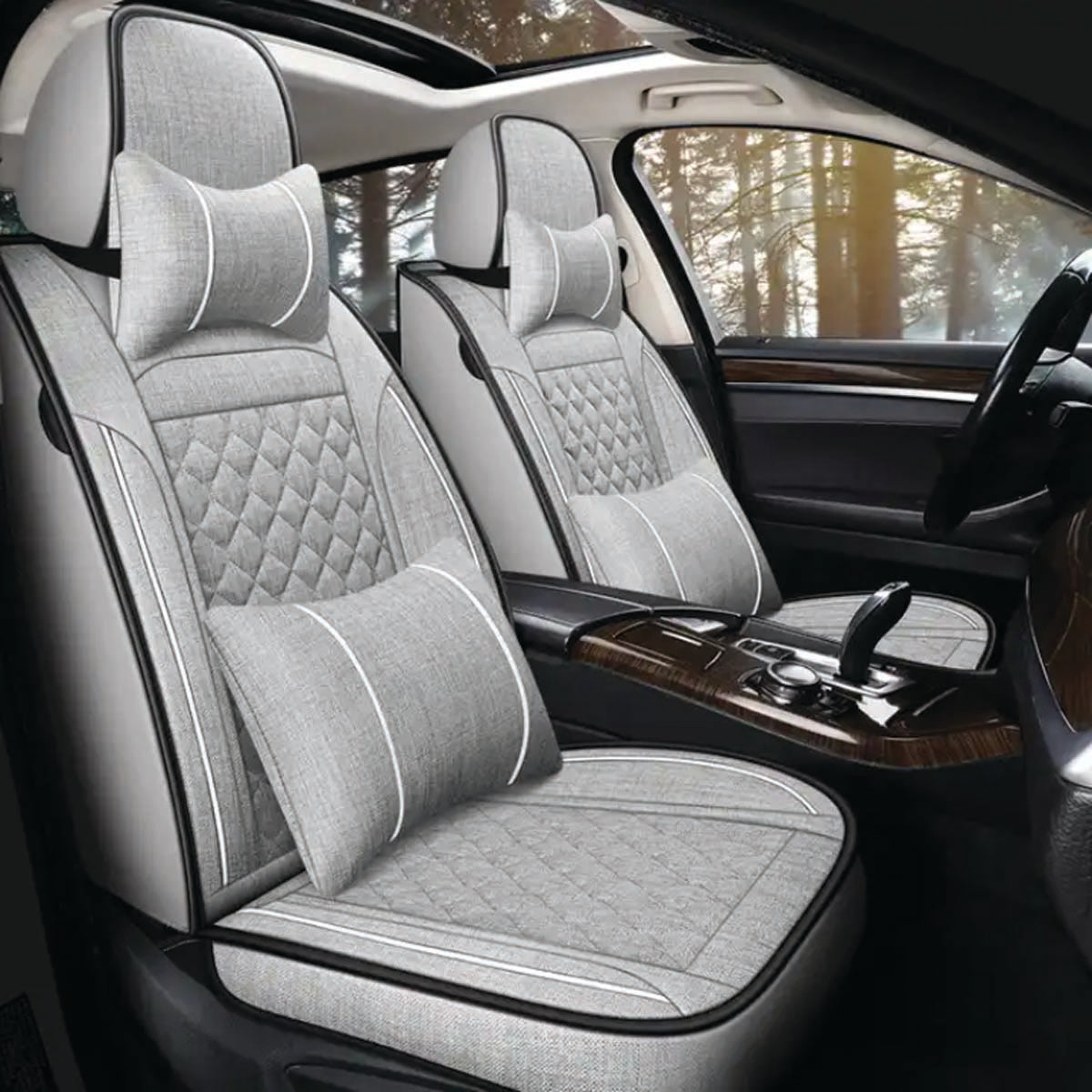 Delicate Leather Deluxe Universal Car Seat Cover Collection: Full Set of Premium Luxury Vehicle Seat Protectors - Delicate Leather