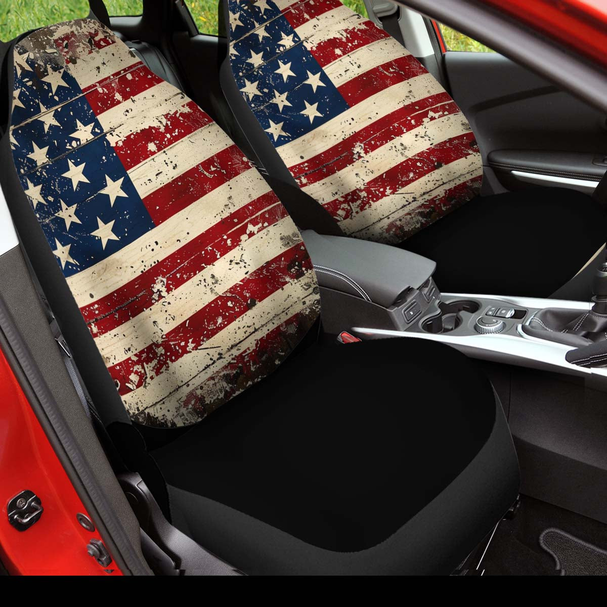 Vintage American Flag Car Seat Cover, Front Seat Protector, For SUV, Car Accessories For Unisex, Car Seat Cover, Gift 02