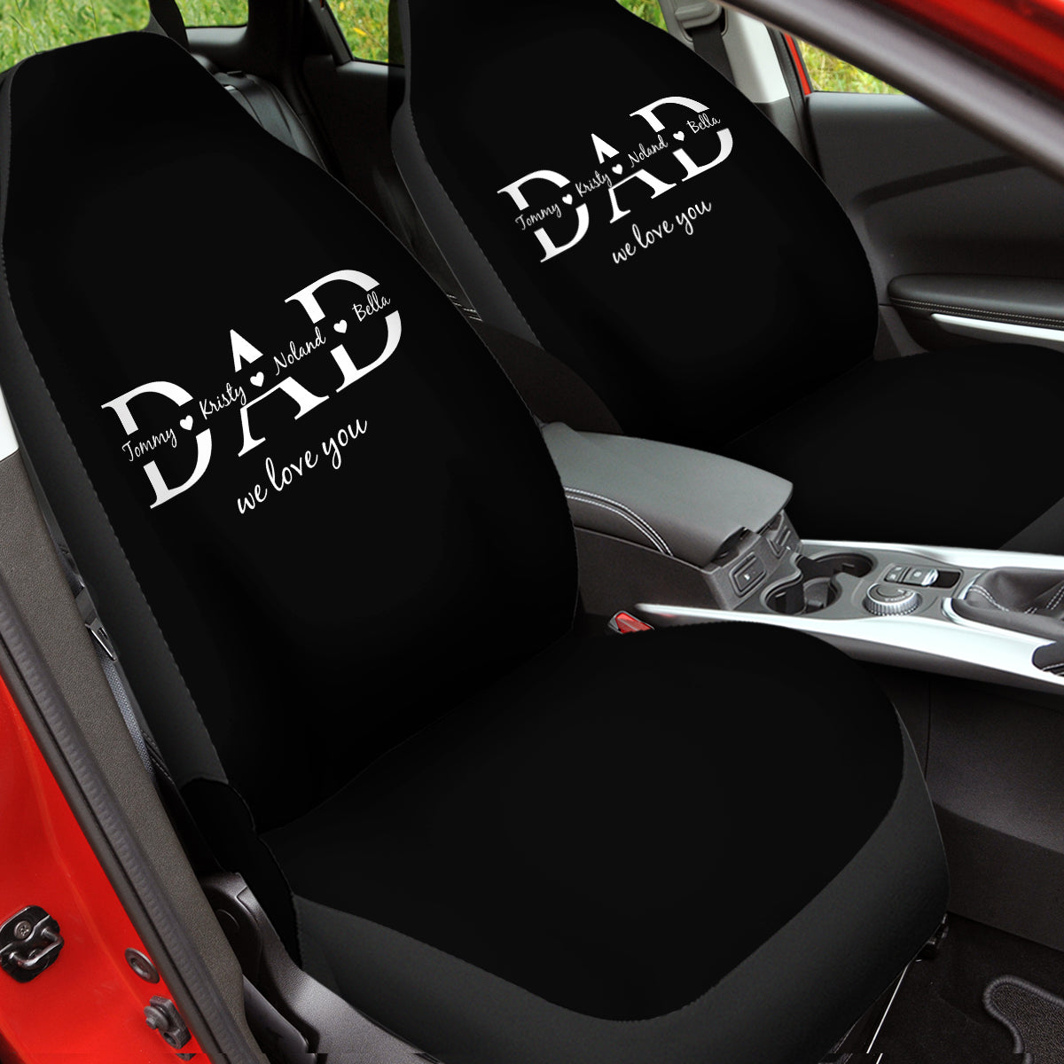 Personalized Car Seat Covers, Custom For Your Cars, Happy Father's Day, Car Bucket Seat Protection Airbag Compatible 2 PCS, Car Accessories, Gift for Daddy - Delicate Leather