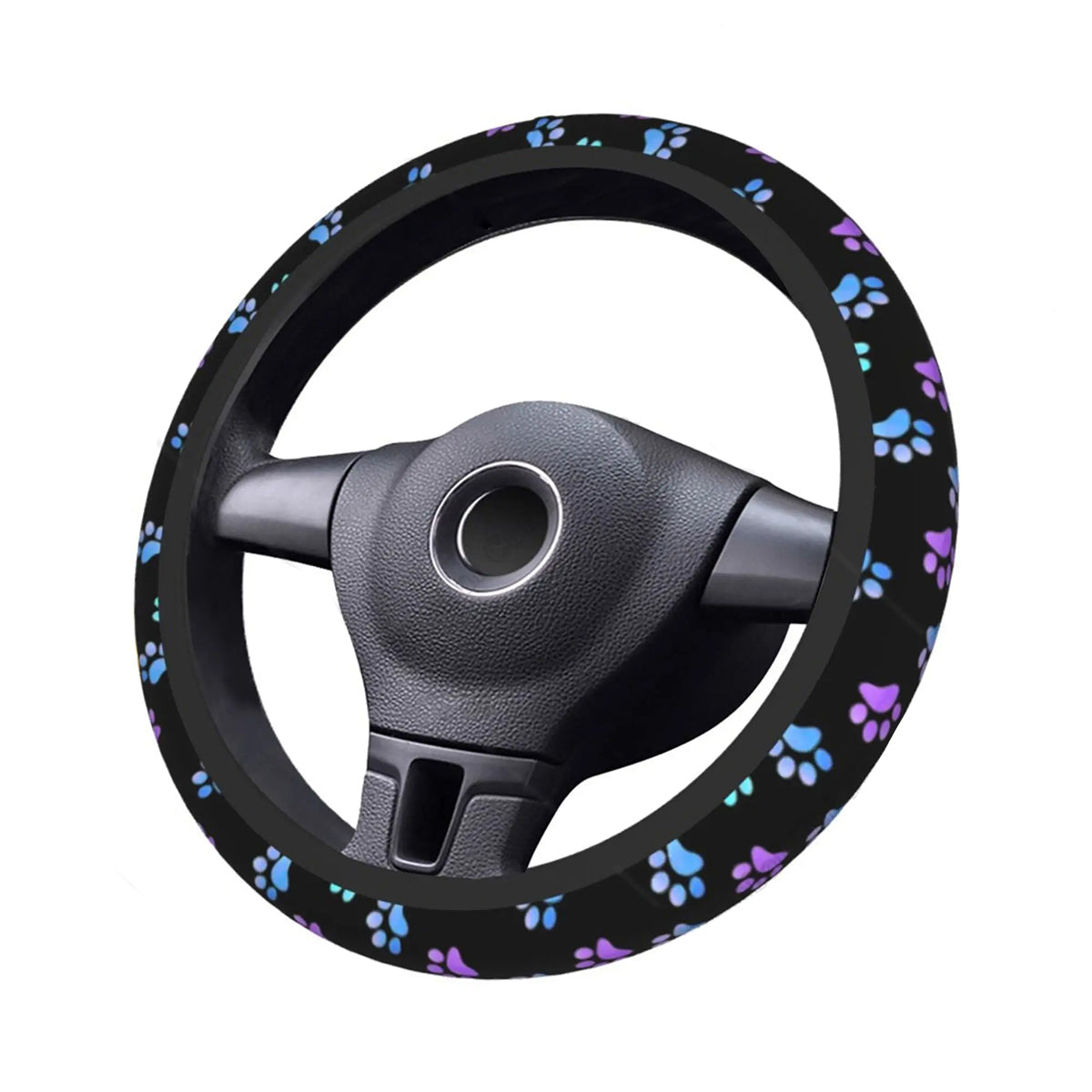 Dog Paws Paw Steering Wheel Cover, Purple Galaxy Neoprene Anti-Slip Cute Car Steering Wheel, Car Accessories 22 - Delicate Leather